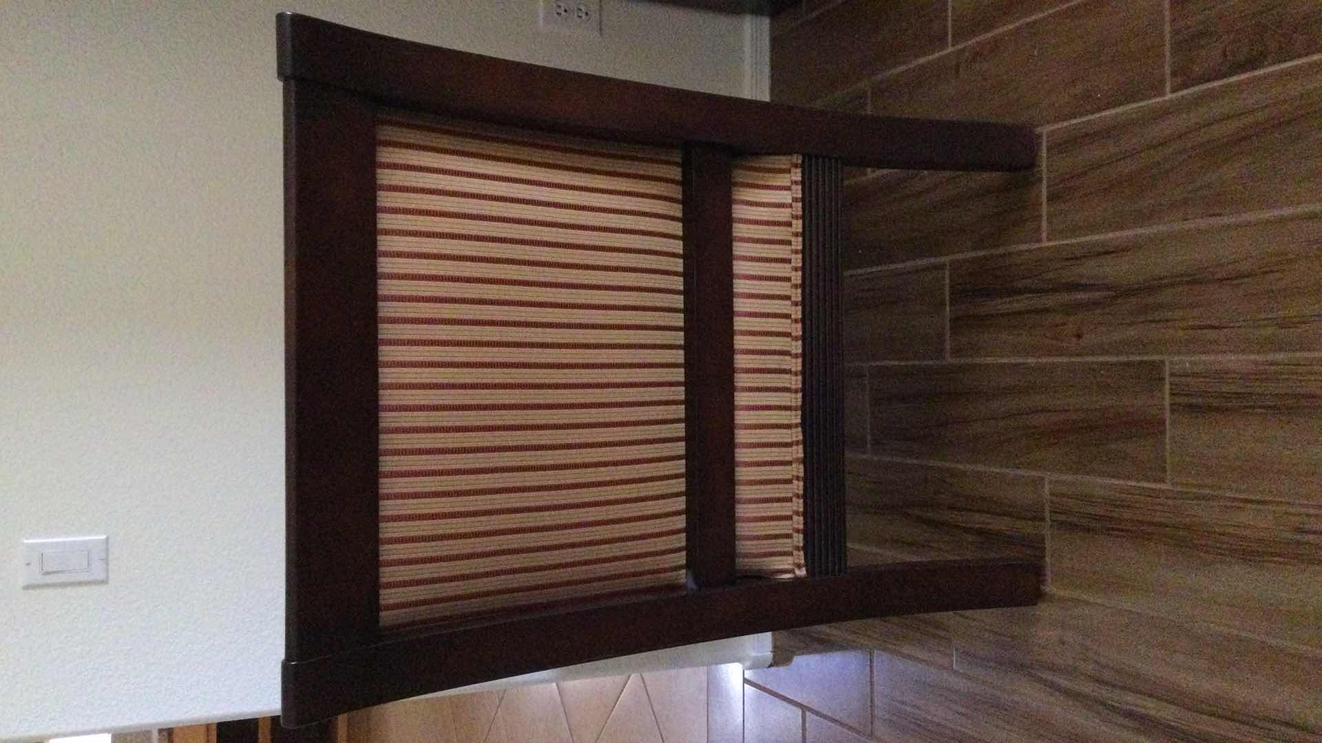 Photo 3 of ITALIAN CONCEPTS CARVED WOOD W/ STRIPED FABRIC BACK & SEAT OVERSIZED ARM CHAIR