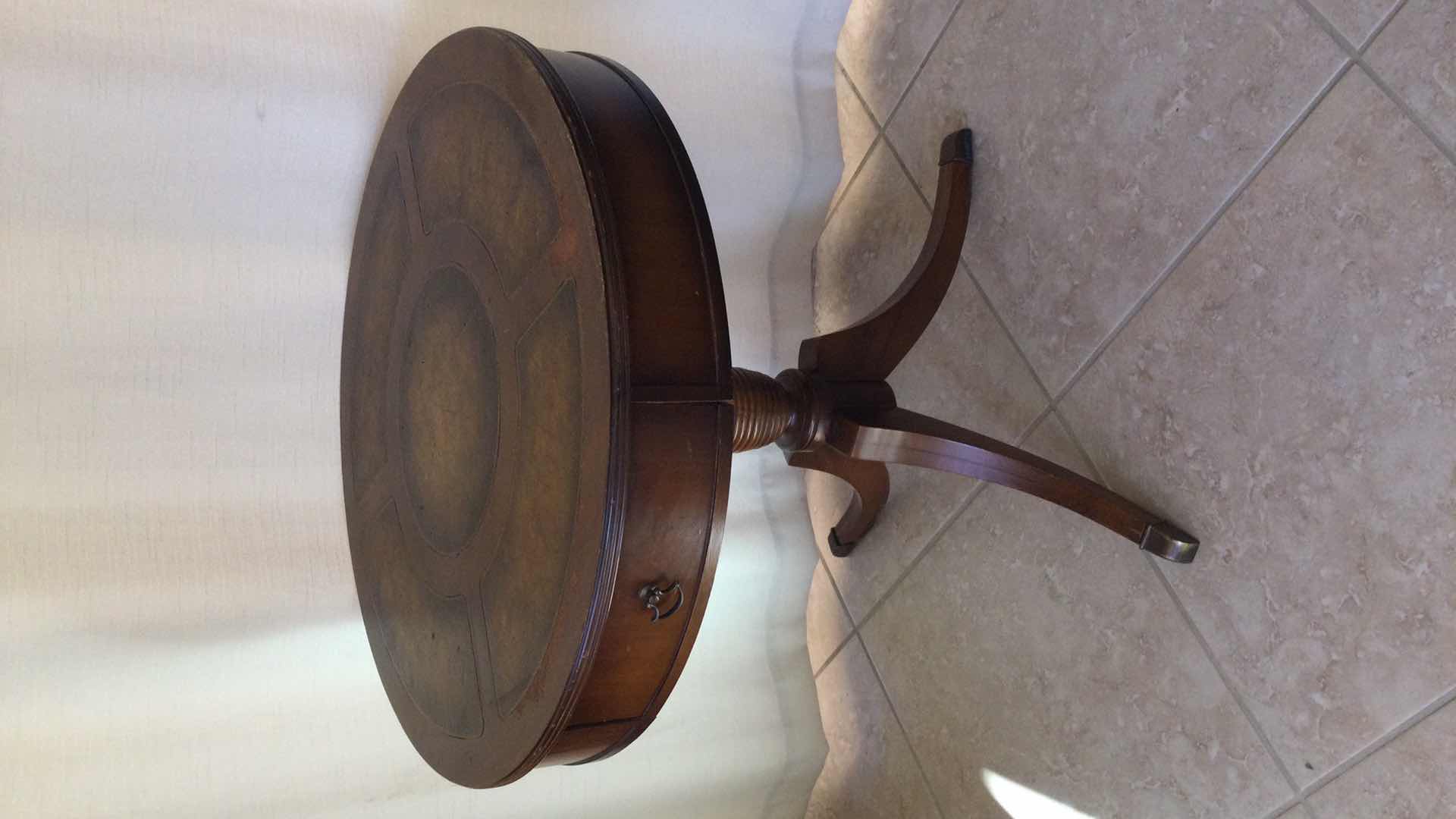 Photo 1 of ANTIQUE/VINTAGE FEDERAL STYLE 1-DRAWER DRUM TABLE 29” Dia. H 28”