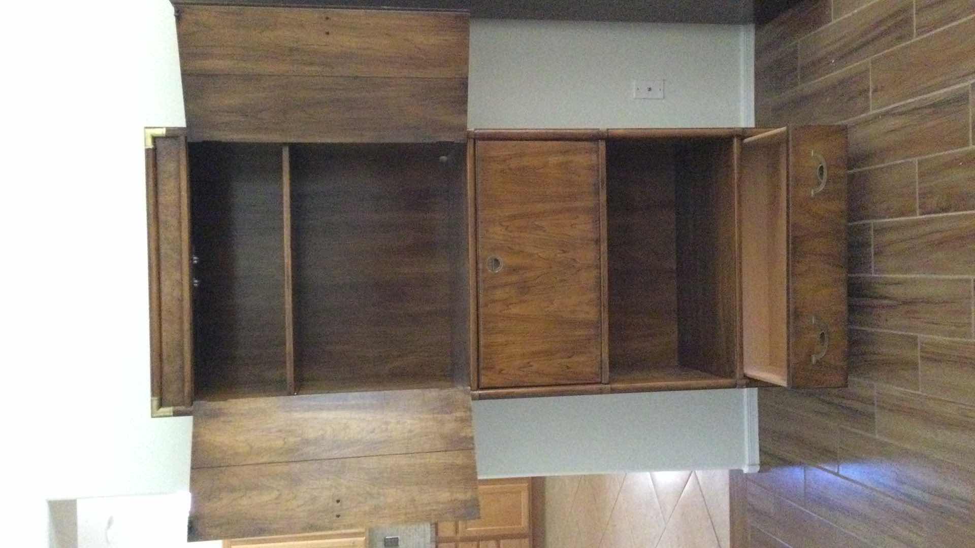 Photo 5 of VINTAGE DREXEL HERITAGE WOOD W/ BRASS HARDWARE SECRETARY CABINET W/CUPBOARD & DRAWER 31.5” X 19” H79.5”