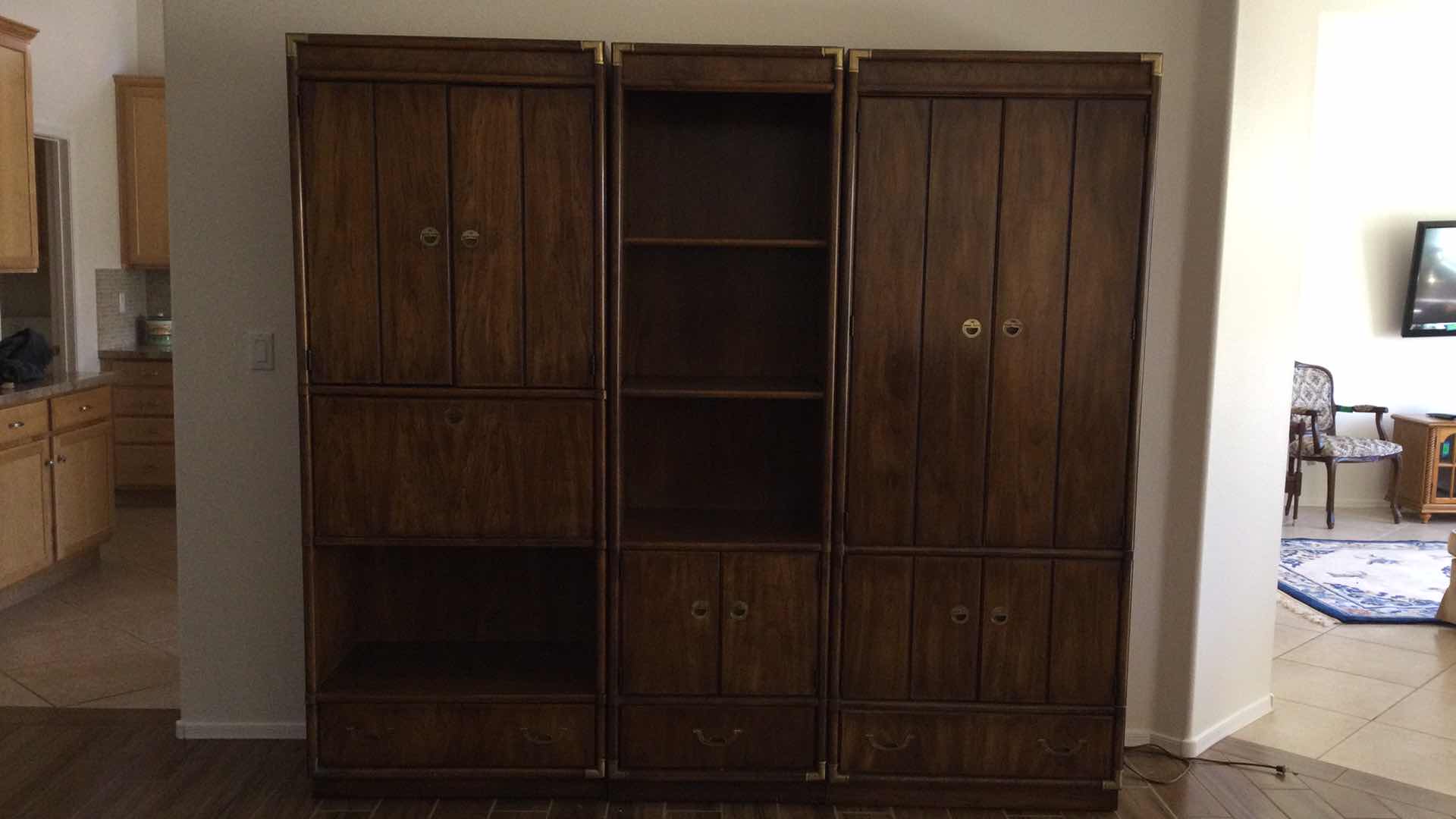 Photo 7 of VINTAGE DREXEL HERITAGE WOOD W/ BRASS HARDWARE SECRETARY CABINET W/CUPBOARD & DRAWER 31.5” X 19” H79.5”