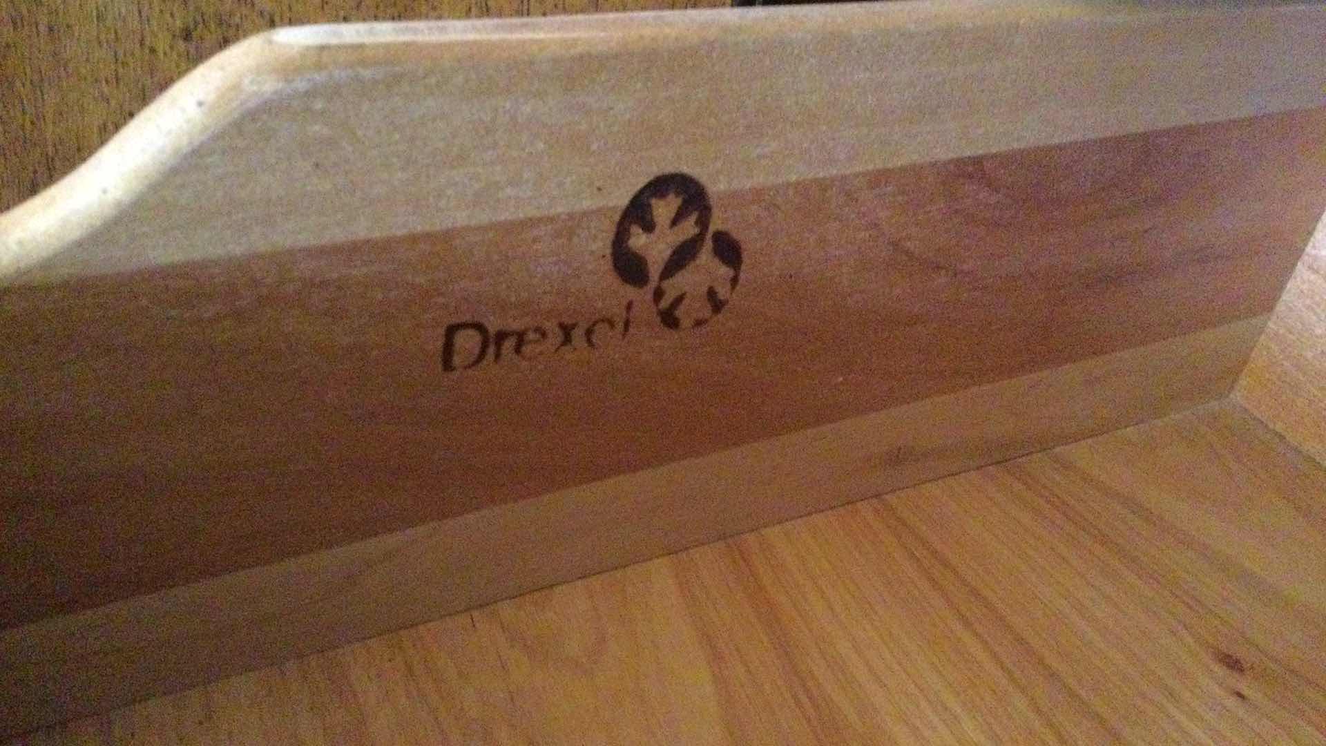 Photo 1 of VINTAGE DREXEL HERITAGE WOOD ARMOIRE W/ 3- DRAWERS AND CUPBOARD 39” X 19” H 58”