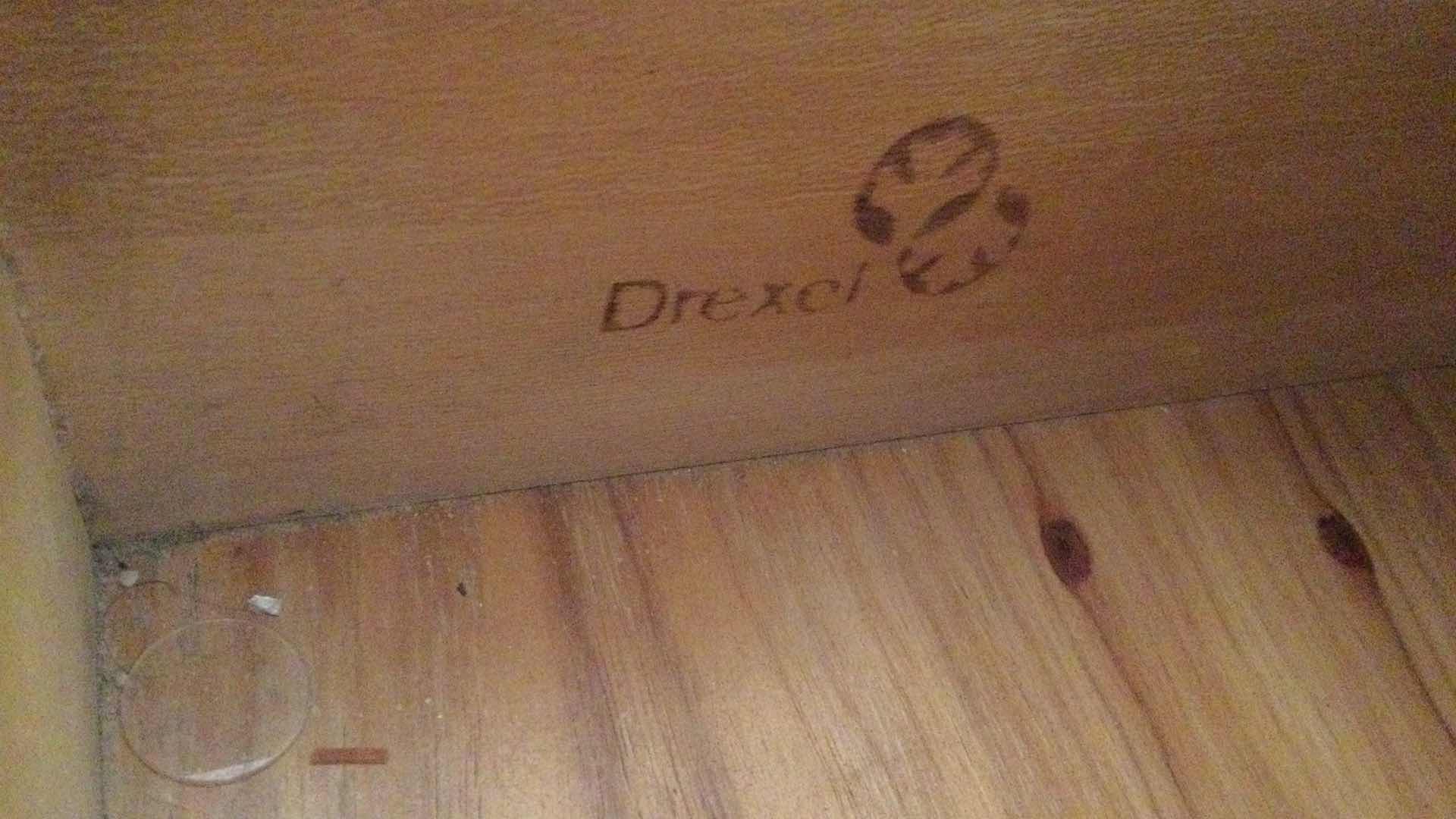 View 5 of VINTAGE DREXEL HERITAGE WOOD 1-DRAWER W/ CUPBOARD NIGHT STANDS (2) 26” X 17” H 24”