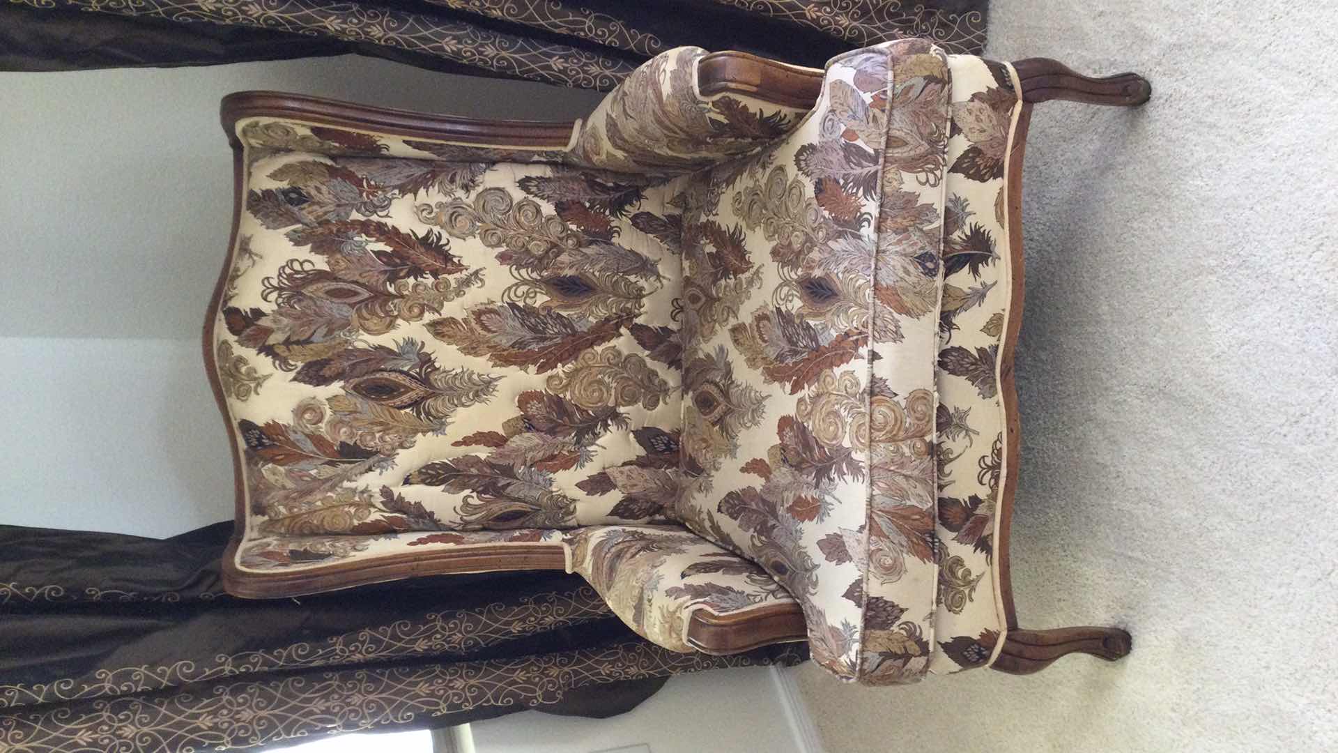 Photo 1 of WING BACK ARM CHAIR W/ FEATHER FABRIC UPHOLSTERY