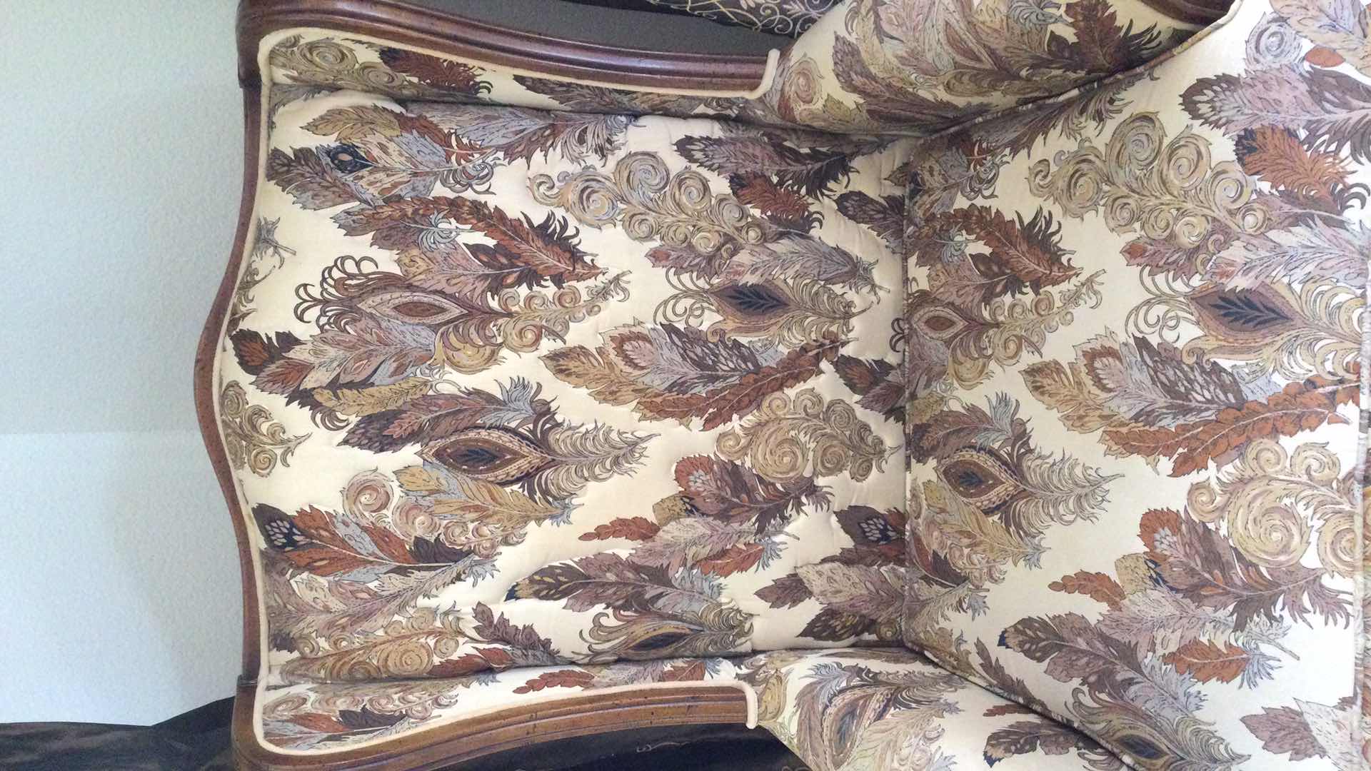 Photo 1 of WING BACK ARM CHAIR W/ FEATHER FABRIC UPHOLSTERY