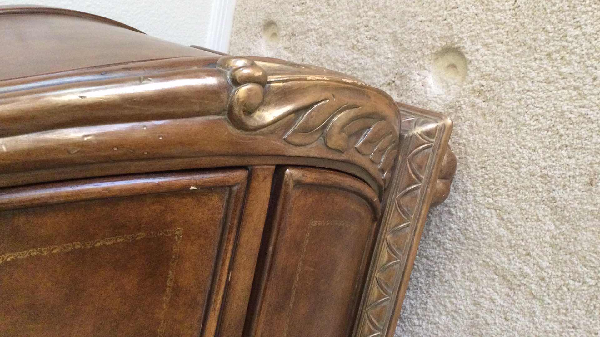 View 4 of CARVED WOOD BOMBAY STYLE CHEST OF 3 DRAWERS 38.5” X 20” H 33”