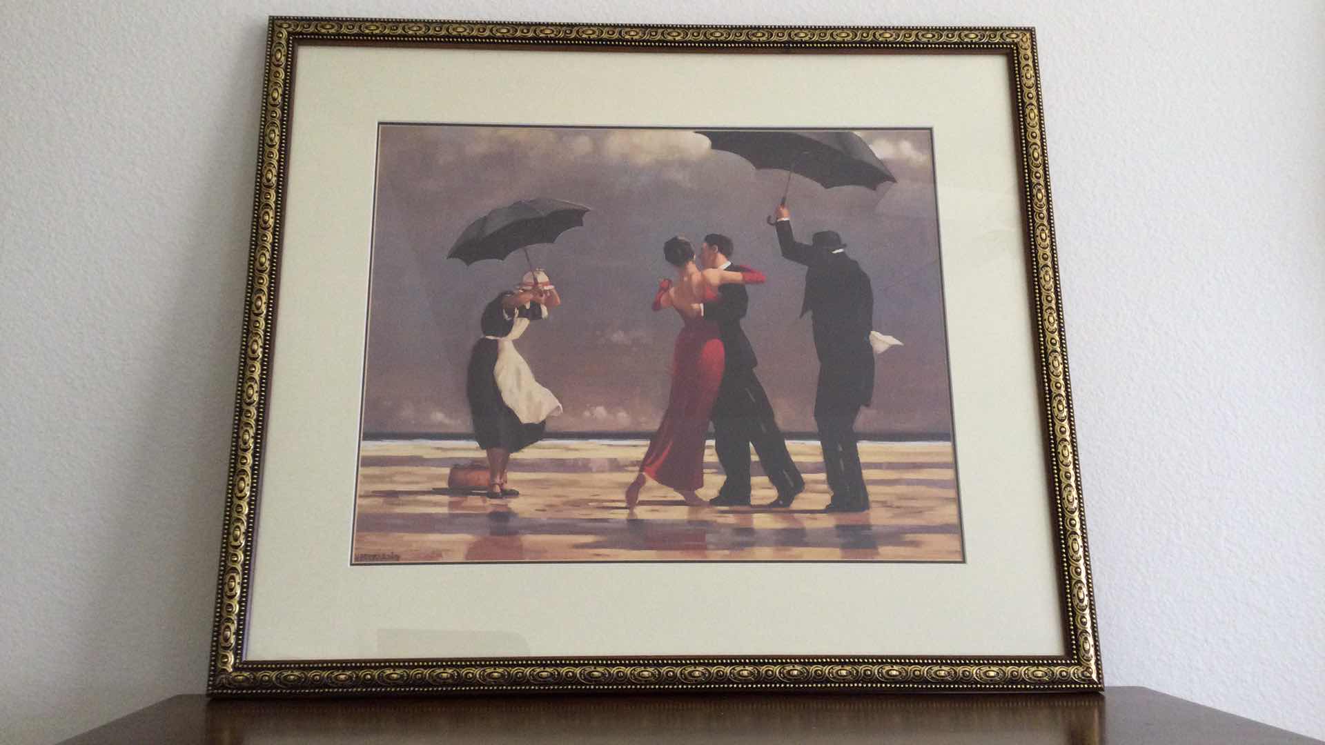 Photo 1 of FRAMED DANCING IN THE RAIN ARTWORK 33” X 28”