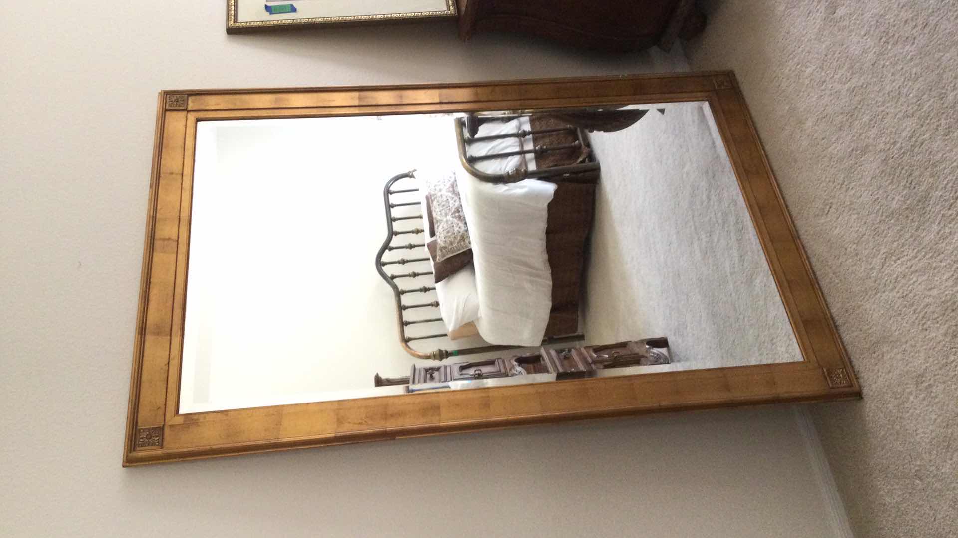 Photo 1 of LARGE GOLD FRAMED BEVELED GLASS MIRROR 44” X 68”