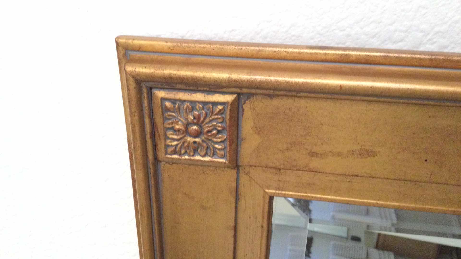 Photo 3 of LARGE GOLD FRAMED BEVELED GLASS MIRROR 44” X 68”