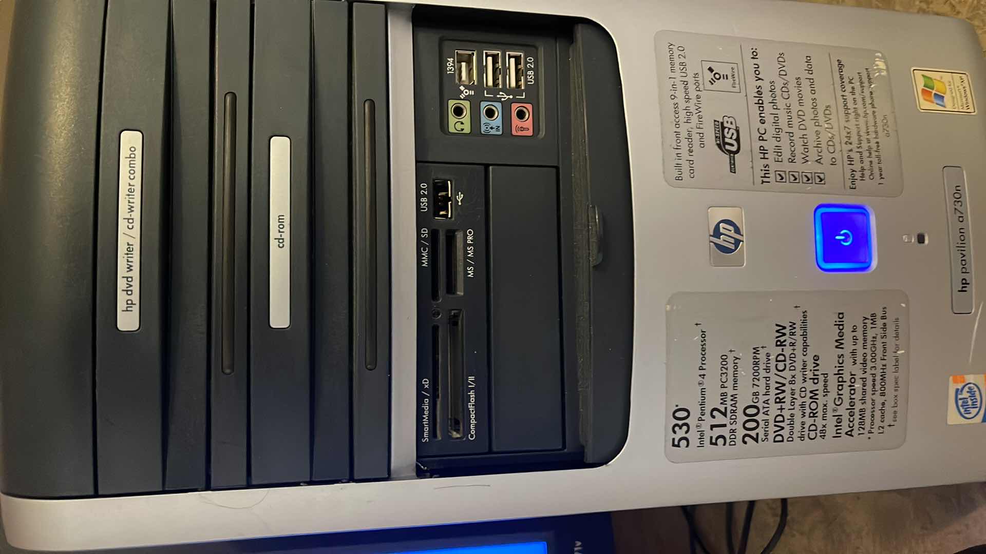 Photo 2 of HP DESKTOP TOWER W/17” SAMSUNG MONITOR (NO POWER CORD) AND MOUSE