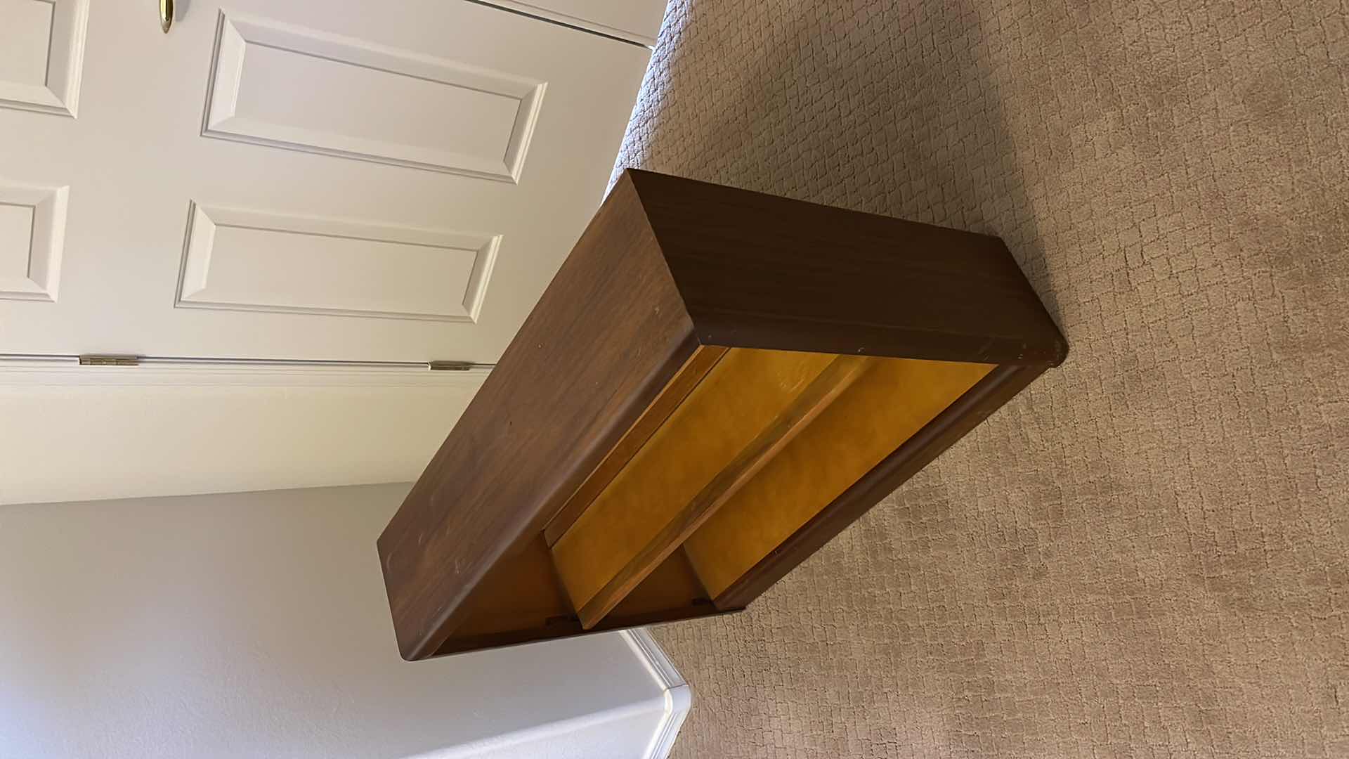 Photo 1 of WOOD DESK ON CASTER WHEELS W/ 2-SHELF BOOKCASE 35” X 20” H 30”