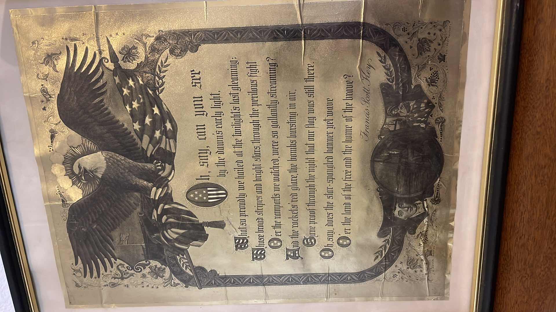 Photo 1 of FRAMED STAR SPANGLED BANNER ARTWORK 13” X 17”