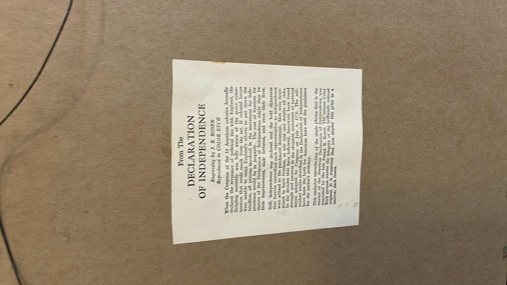 Photo 1 of FRAMED PREAMBLE TO THE DECLARATION OF INDEPENDENCE ARTWORK 13” X 17”