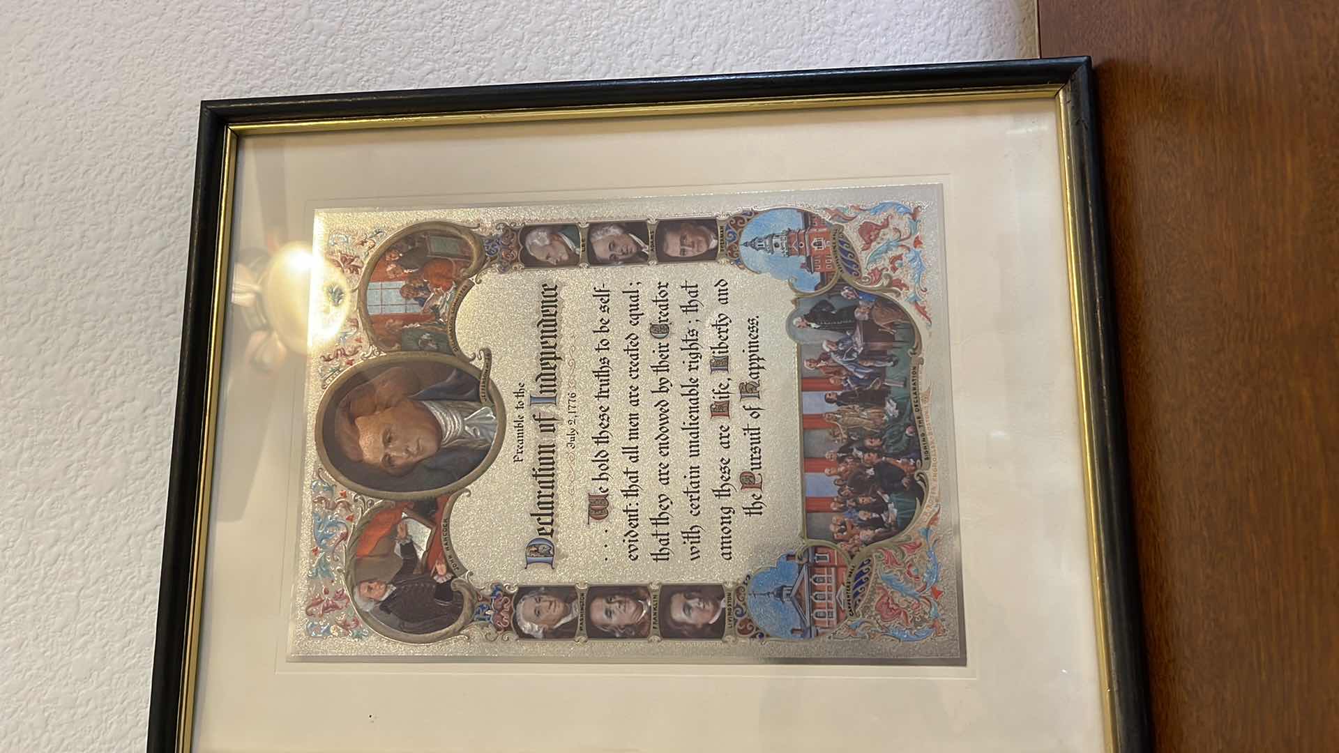 Photo 1 of FRAMED PREAMBLE TO THE DECLARATION OF INDEPENDENCE ARTWORK 13” X 17”
