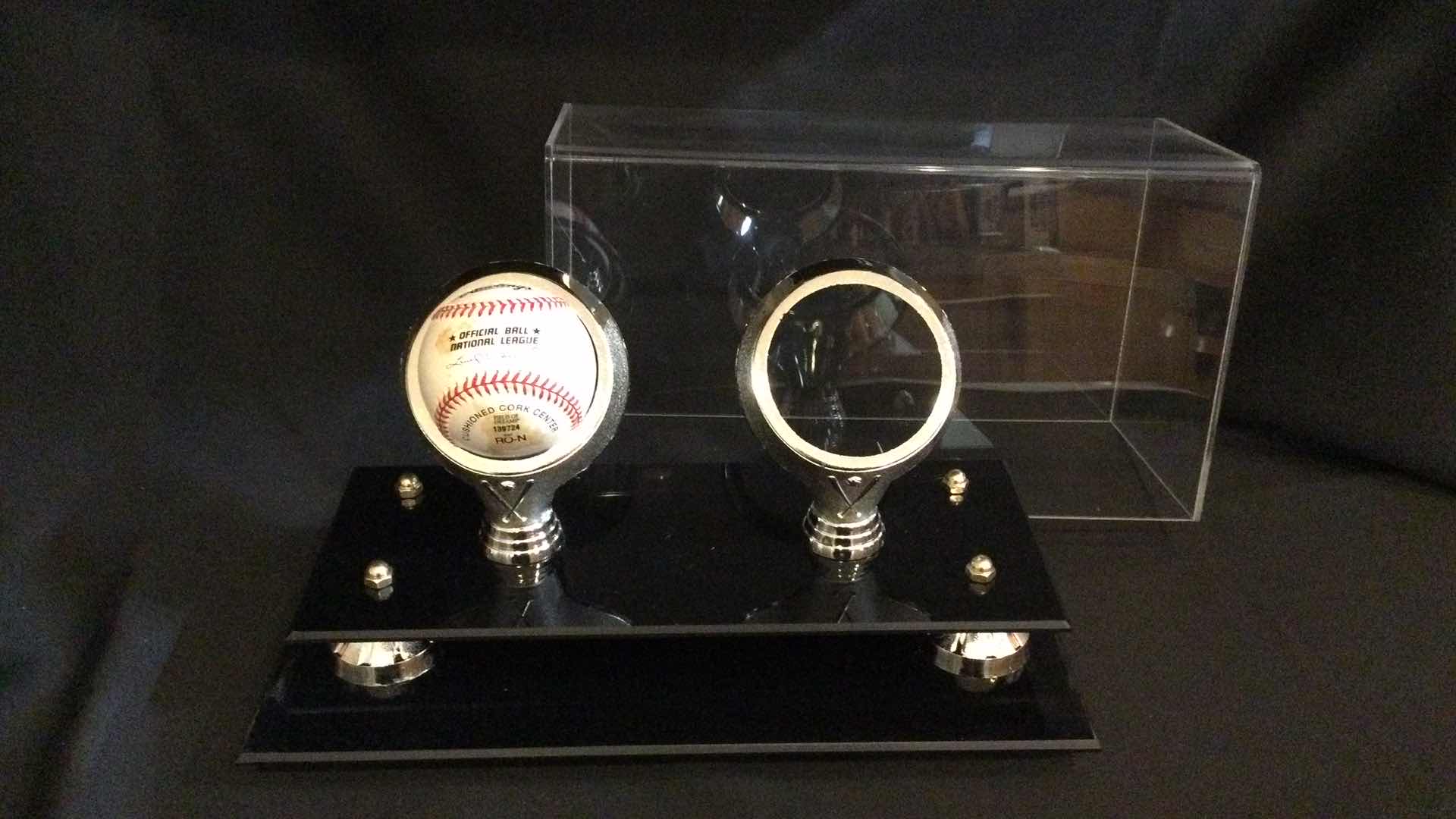Photo 3 of LUCITE BASEBALL 2- BALL SHOWCASE 12” X 5”  H 7”