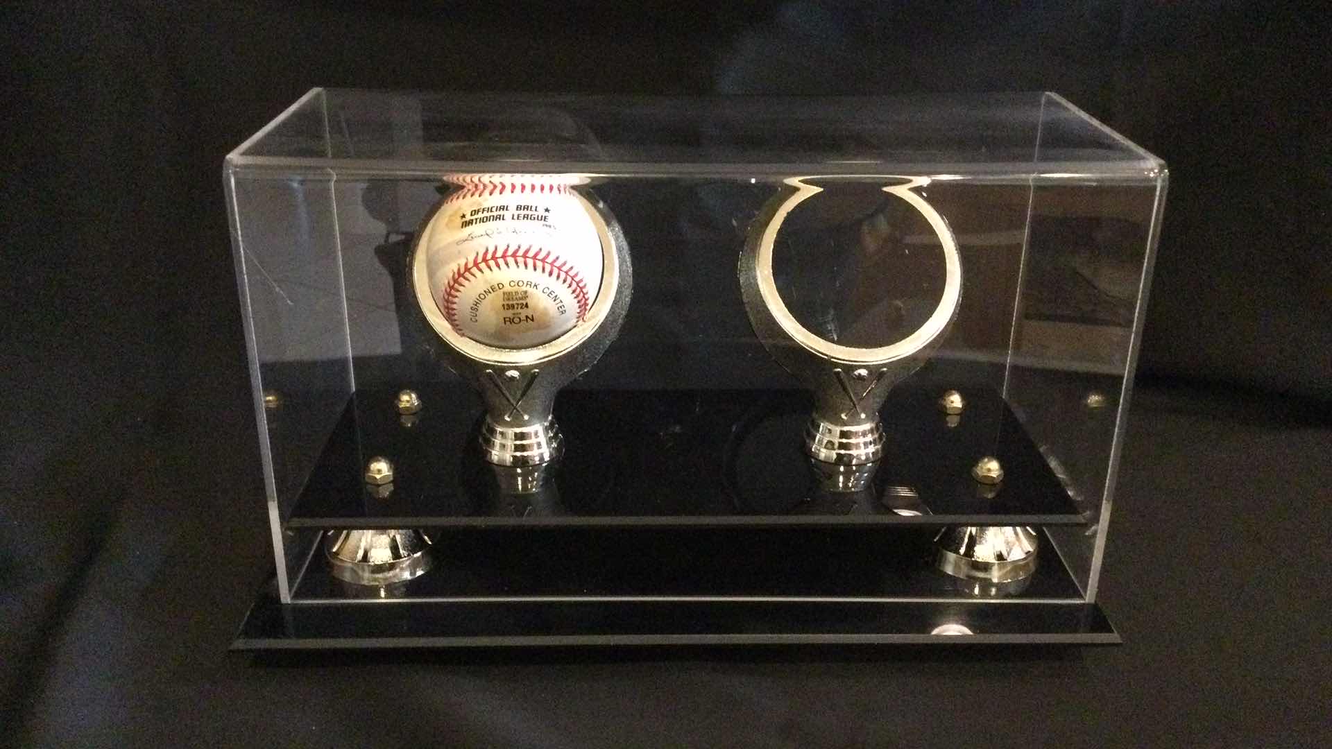Photo 1 of LUCITE BASEBALL 2- BALL SHOWCASE 12” X 5”  H 7”