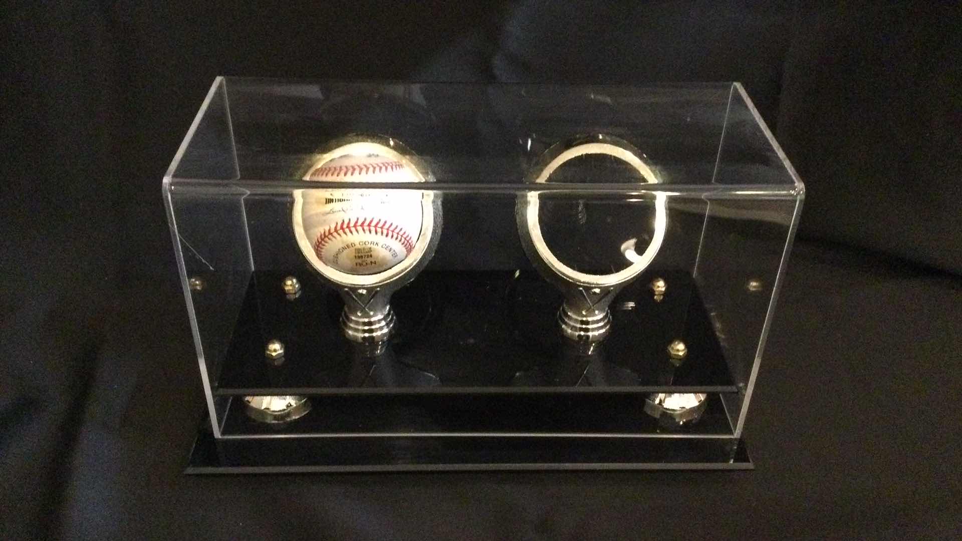 Photo 1 of LUCITE BASEBALL 2- BALL SHOWCASE 12” X 5”  H 7”