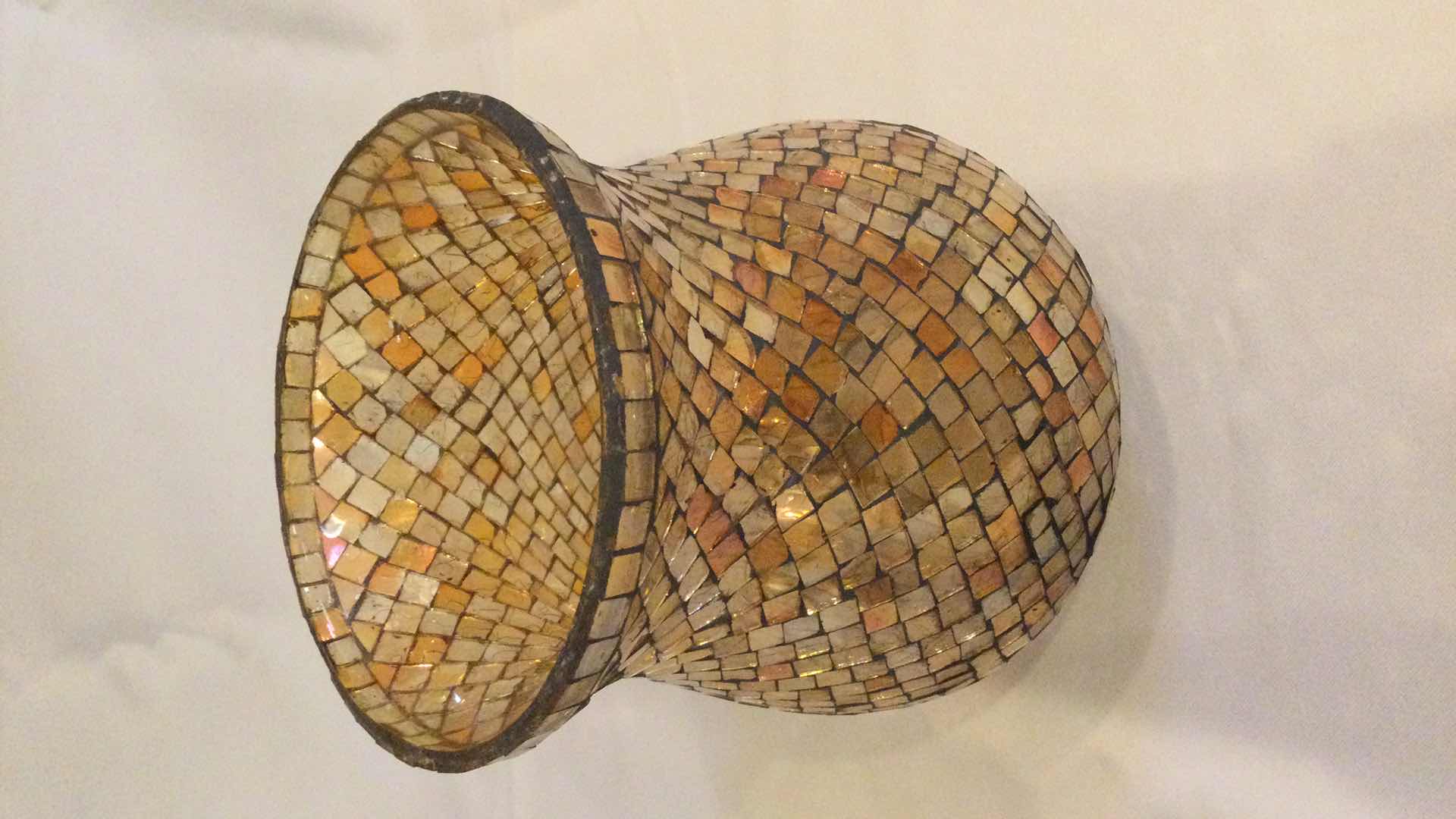 Photo 1 of GOLD MOSAIC GLASS CANDLE HOLDERS W/SHADE