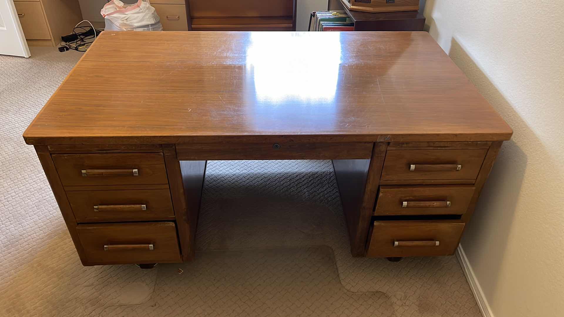 Photo 1 of WOOD 6-DRAWER DESK 60” X 34” H 29”