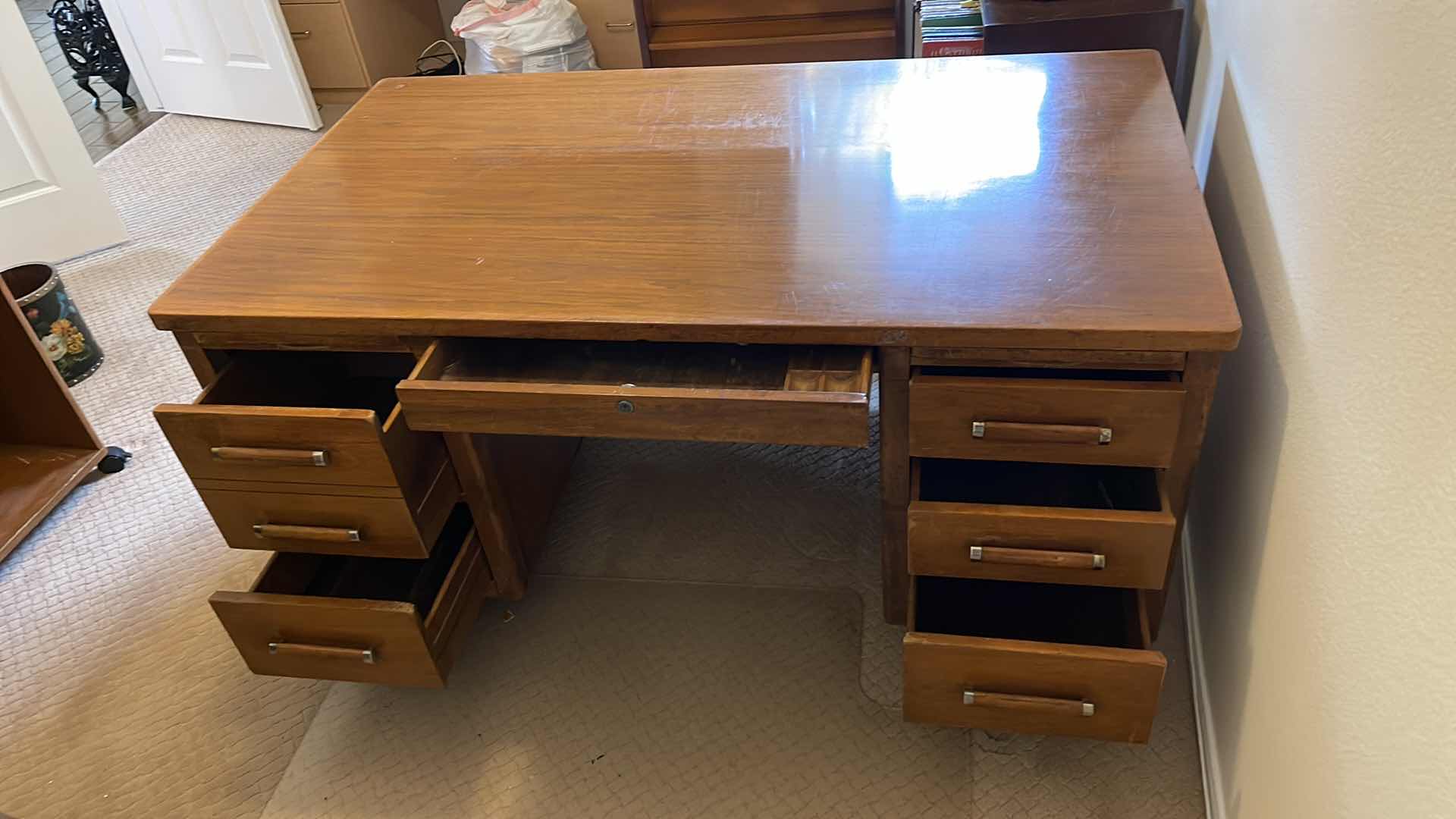 Photo 1 of WOOD 6-DRAWER DESK 60” X 34” H 29”