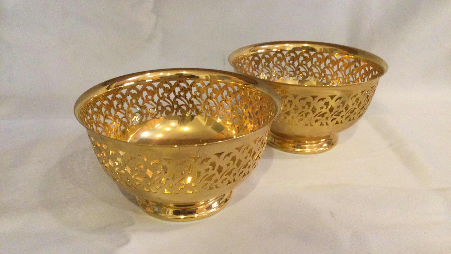 Photo 1 of INTERNATIONAL SILVER CO.  7” BOWLS (2) ELECTROPLATED W/ 24KT GOLD