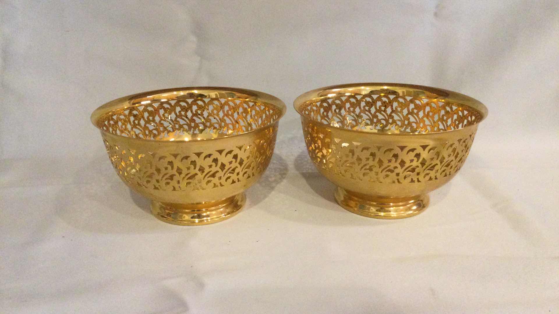 Photo 1 of INTERNATIONAL SILVER CO.  7” BOWLS (2) ELECTROPLATED W/ 24KT GOLD