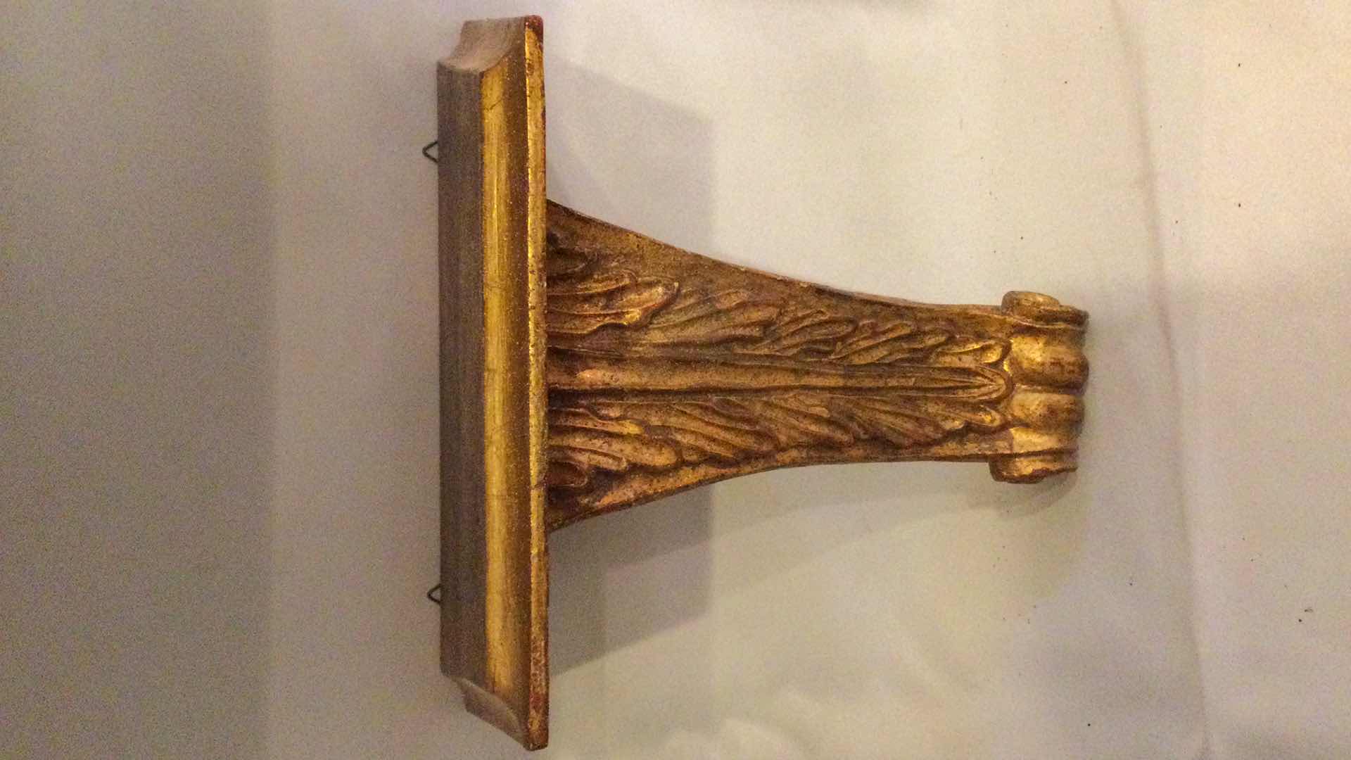 Photo 1 of BLACK W/GOLD HAND PAINTED DECORATIVE BOWL & CARVED WOOD GOLD WALL SCONCE