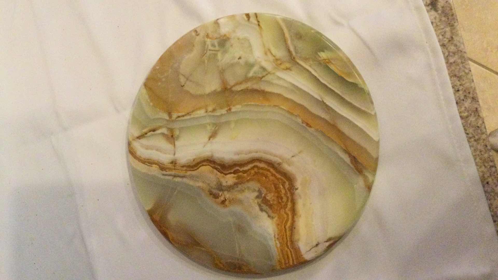 Photo 5 of ORNATE BRASS W/ STONE TOP STOOL/PLANT STAND 12” Dia. H 13”