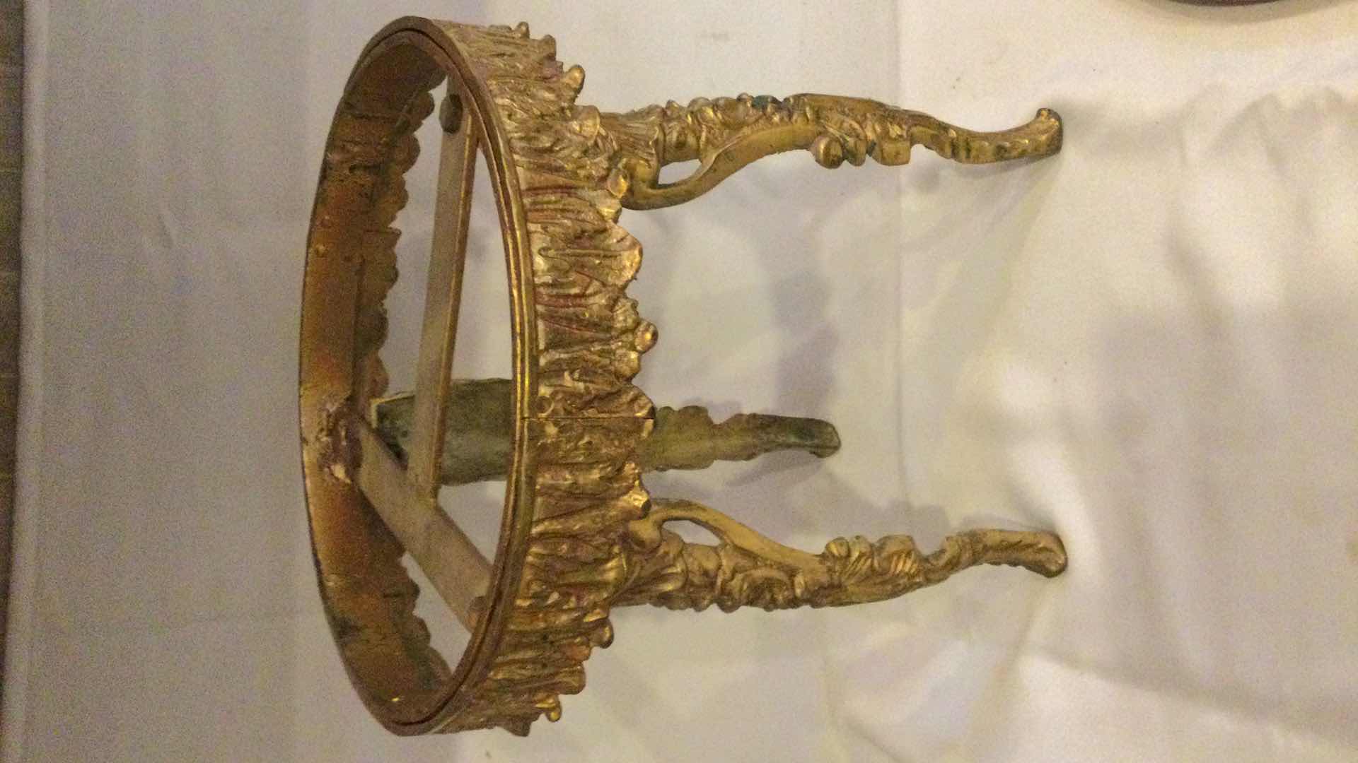 Photo 1 of ORNATE BRASS W/ STONE TOP STOOL/PLANT STAND 12” Dia. H 13”