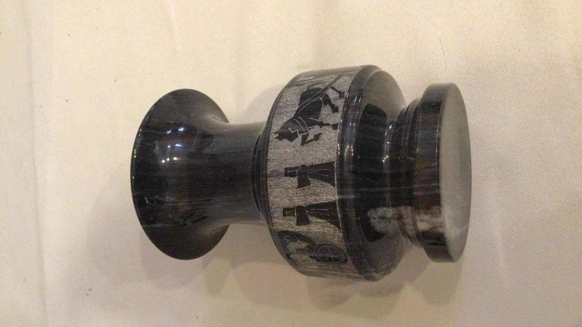 Photo 1 of CARVED/ETCHED STONE VASE H 5.5”