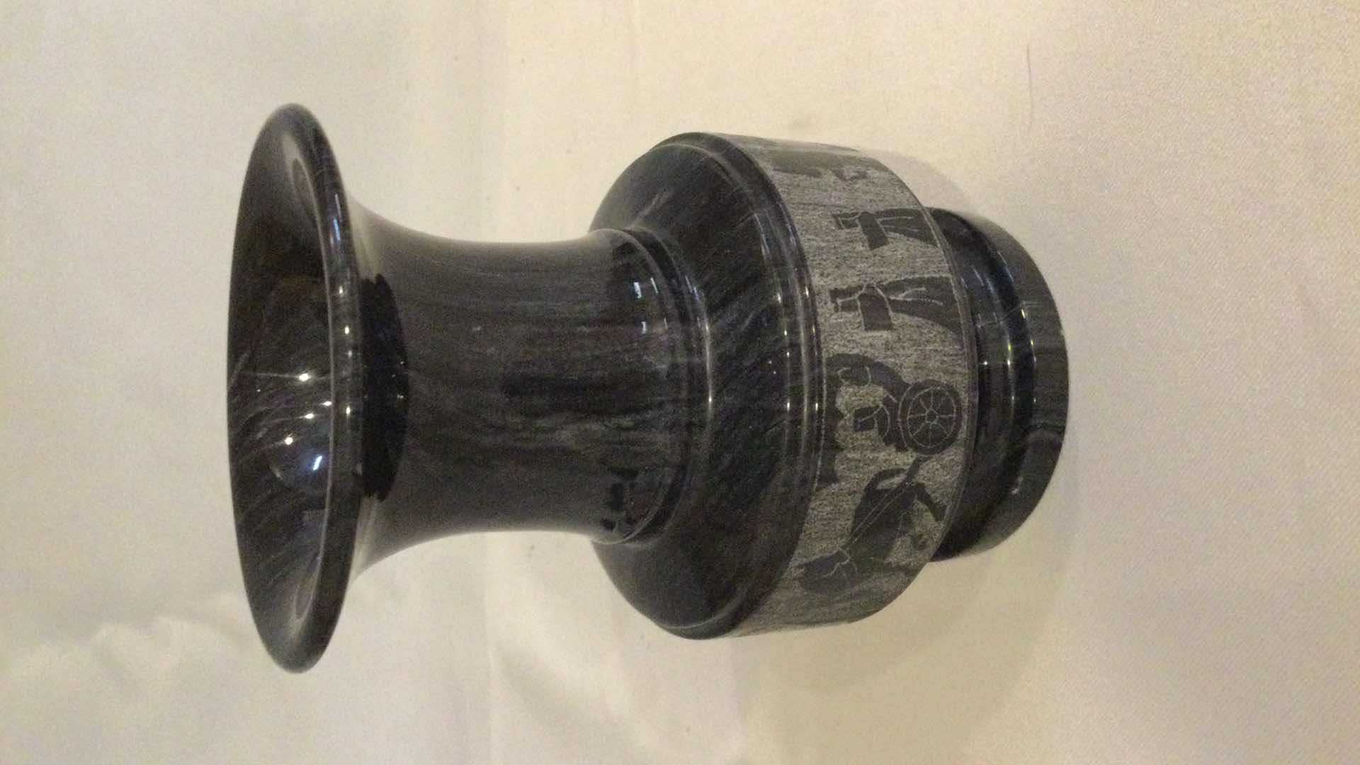 Photo 1 of CARVED/ETCHED STONE VASE H 5.5”