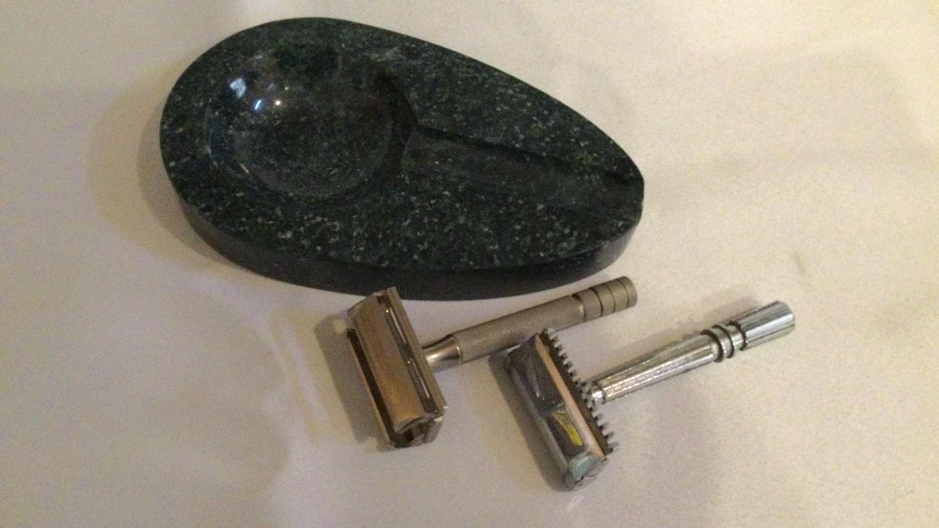 Photo 2 of VINTAGE RAZORS W/ STONE CADDY