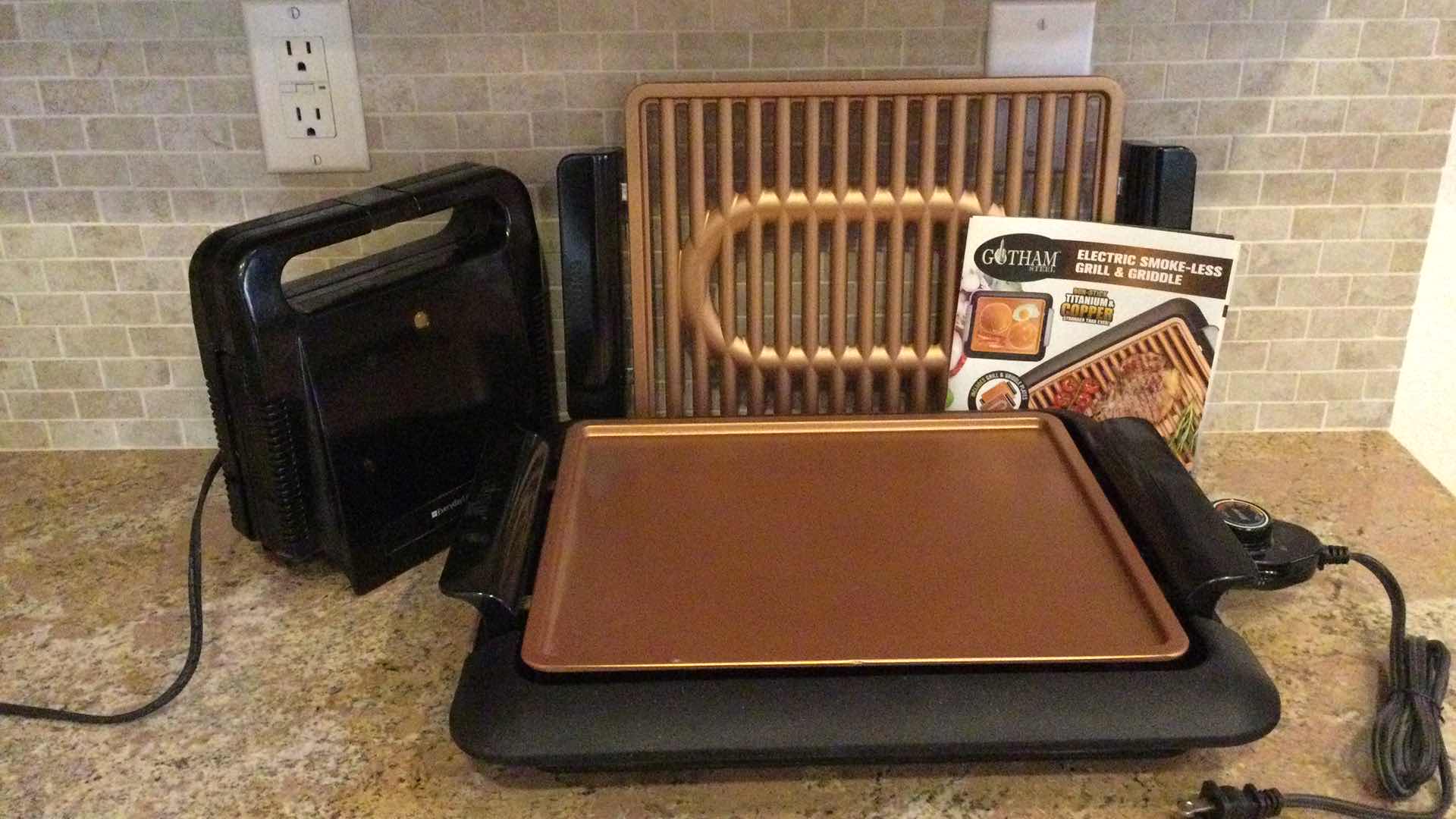 Photo 1 of GOTHAM ELECTRIC SMOKE-LESS GRILL & GRIDDLE W/ EVERYDAY LIVING WAFFLE MAKER (TESTED)
