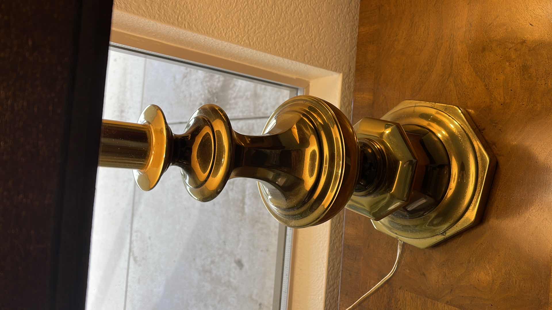 Photo 3 of BRASS TABLE LAMPS (2) W/ BROWN SHADE H 30”