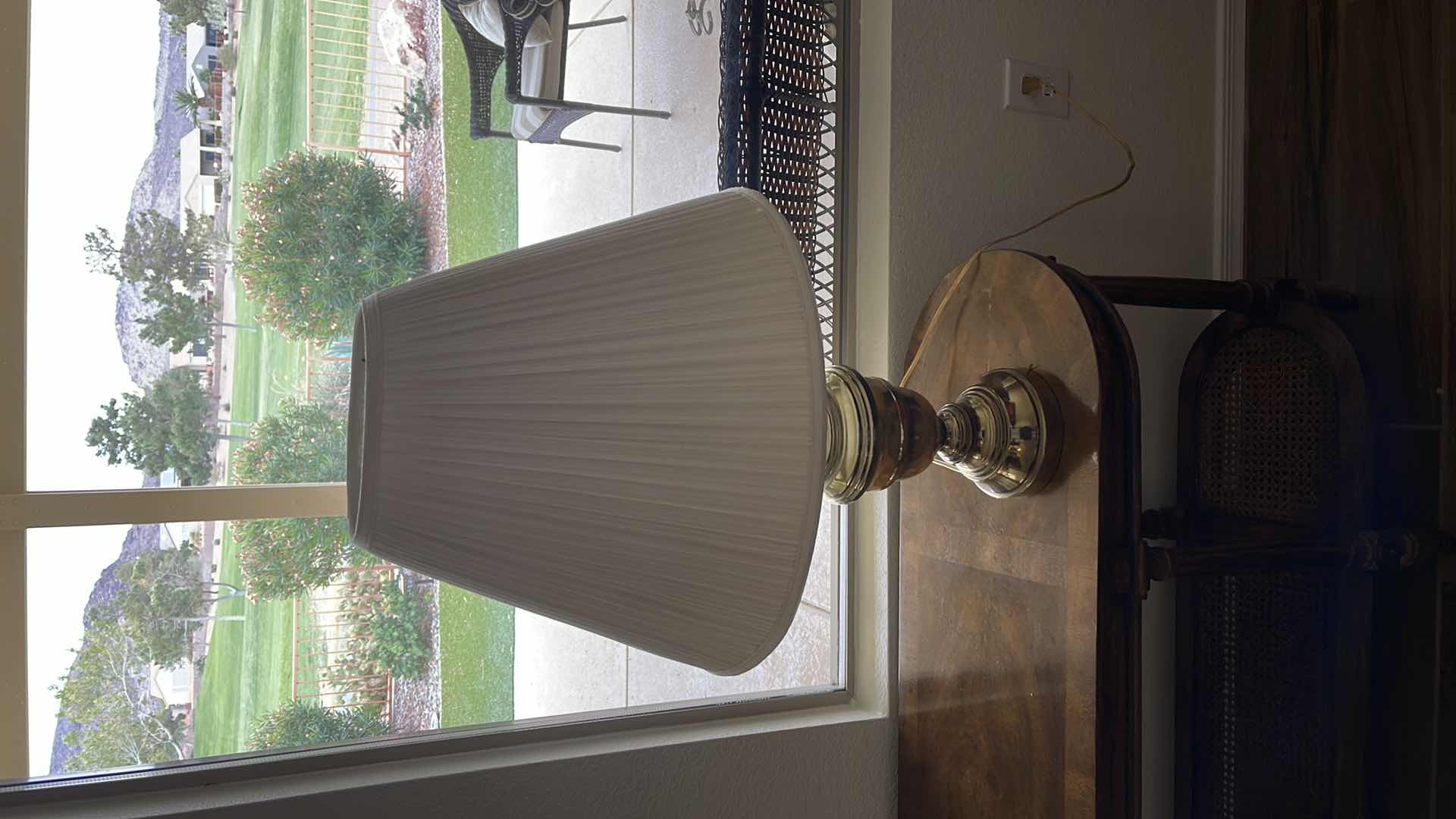Photo 1 of BRASS TABLE LAMP W/ SHADE H 28”