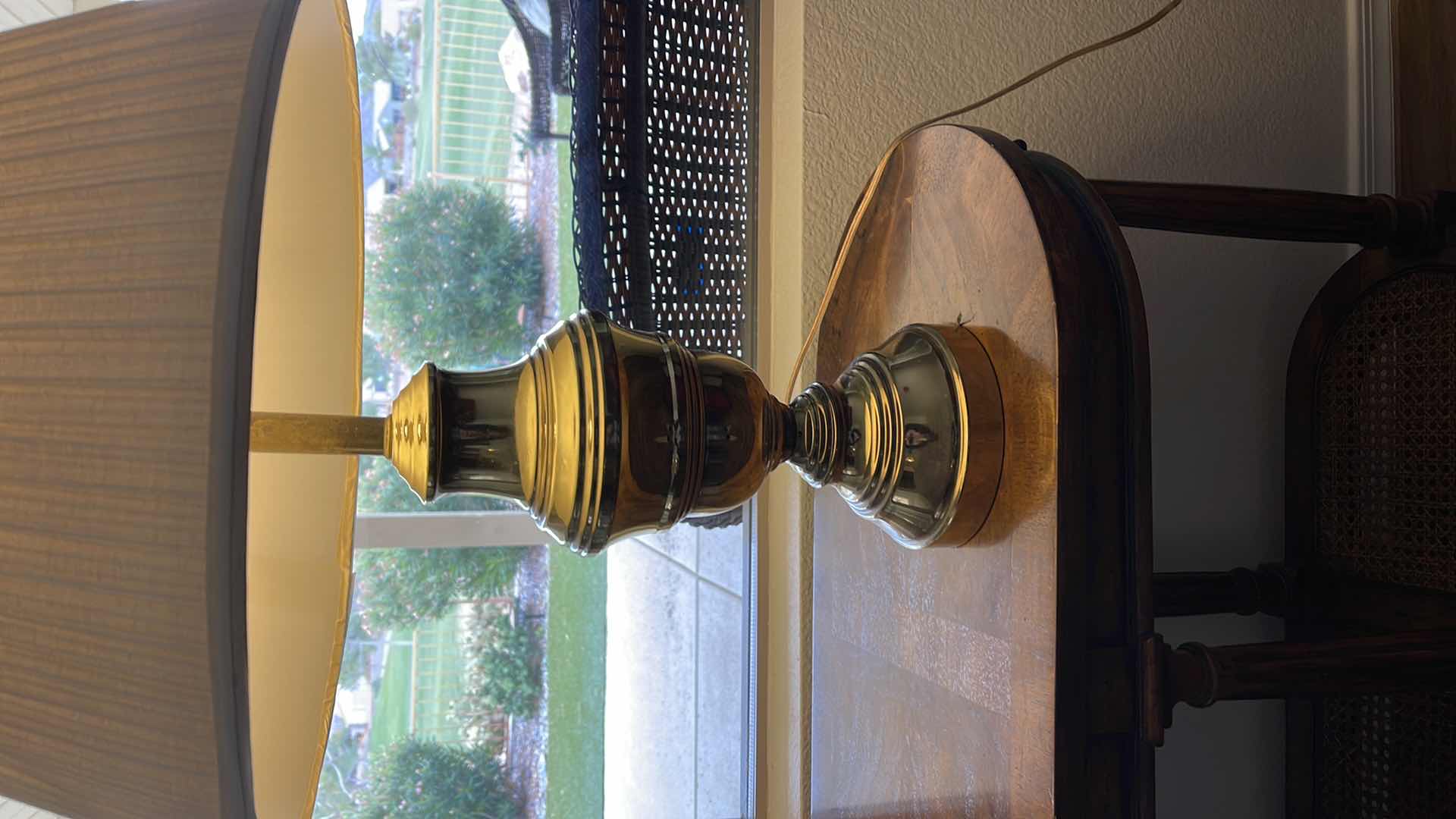 Photo 1 of BRASS TABLE LAMP W/ SHADE H 28”