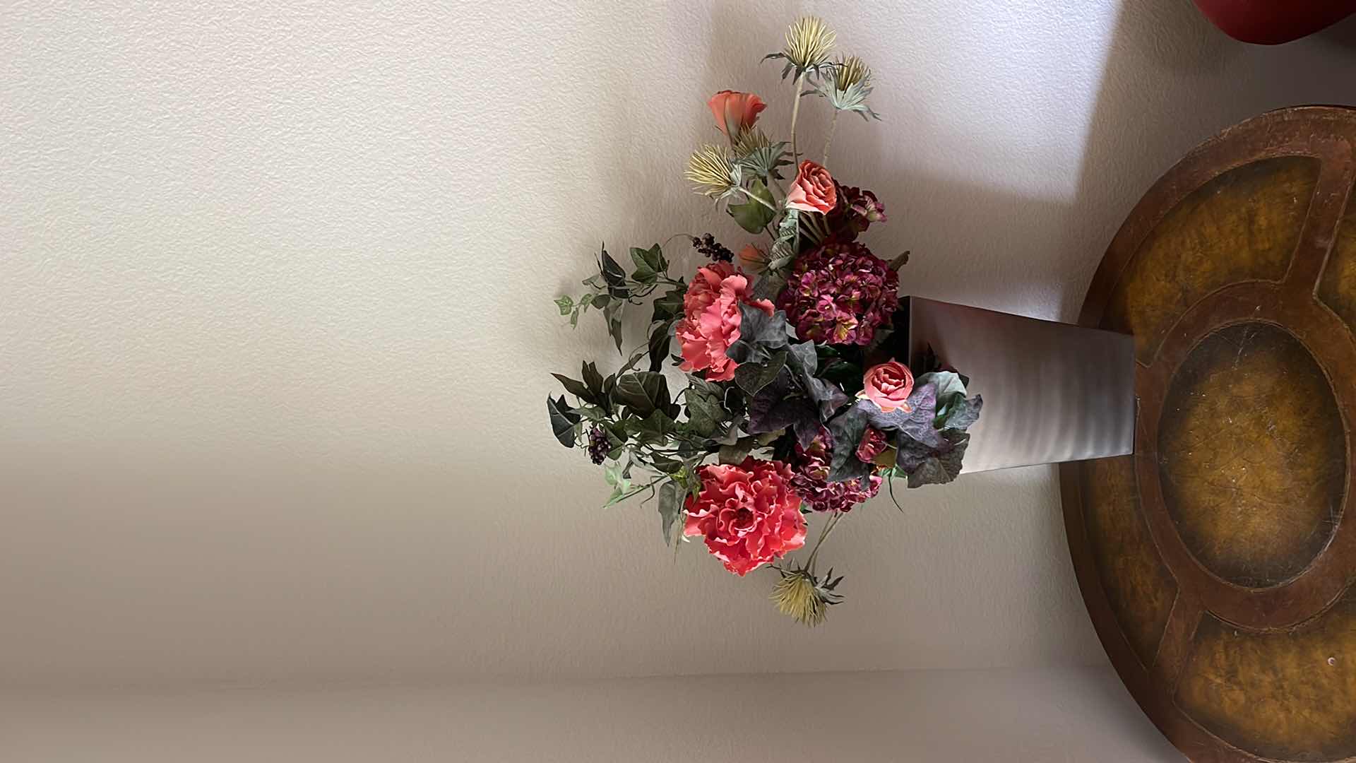 Photo 1 of METAL VASE W/ FLORAL HOME DECOR H 12”