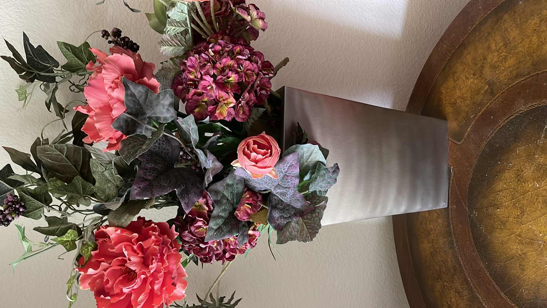 Photo 1 of METAL VASE W/ FLORAL HOME DECOR H 12”