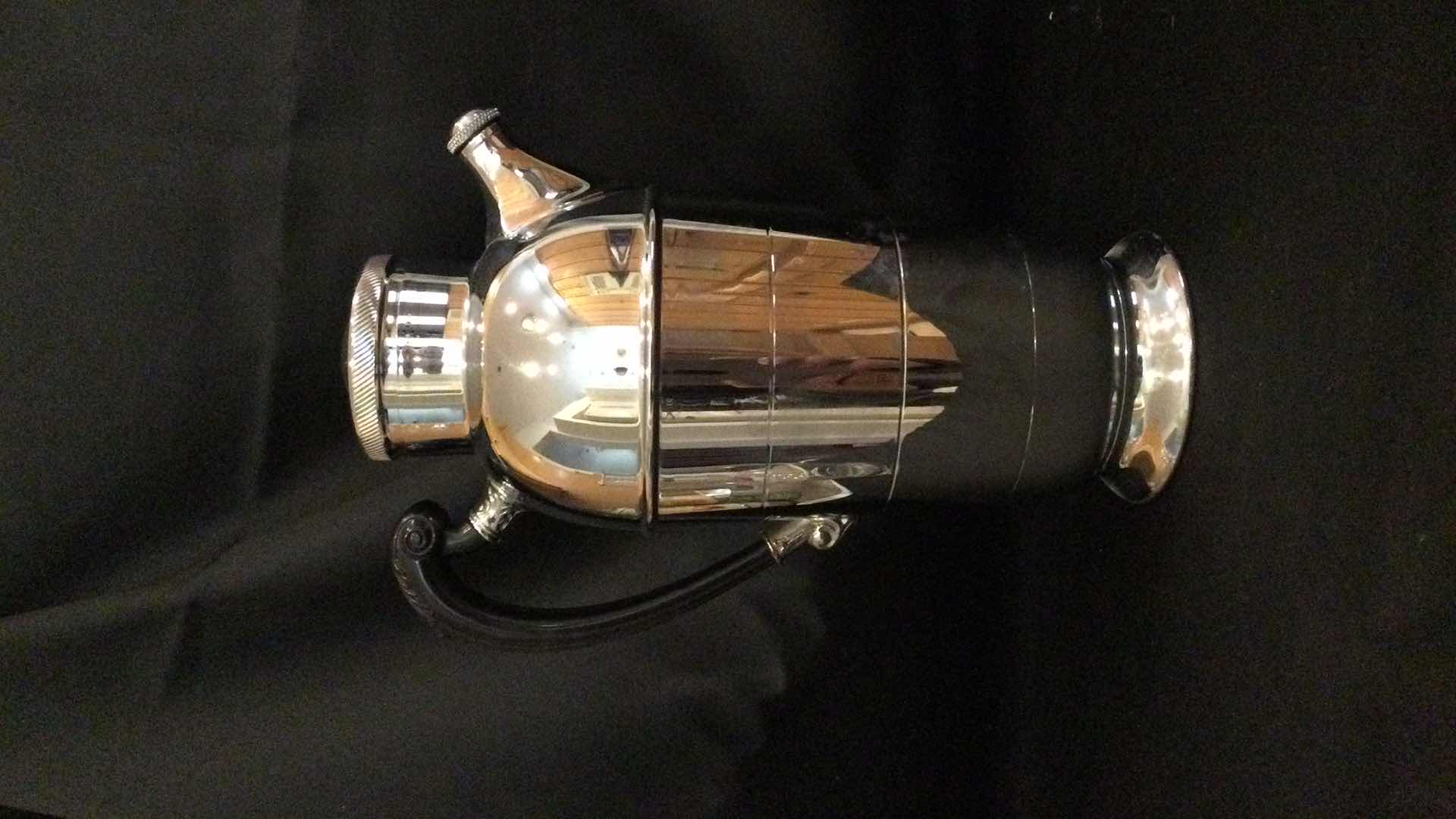 Photo 1 of BEVERAGE SERVE WARE: SILVER CARAFE W/ GLASS PITCHER