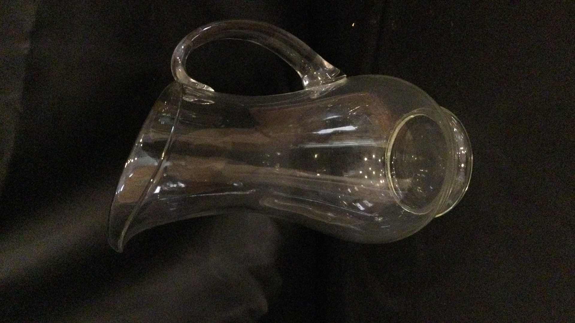 Photo 1 of BEVERAGE SERVE WARE: SILVER CARAFE W/ GLASS PITCHER