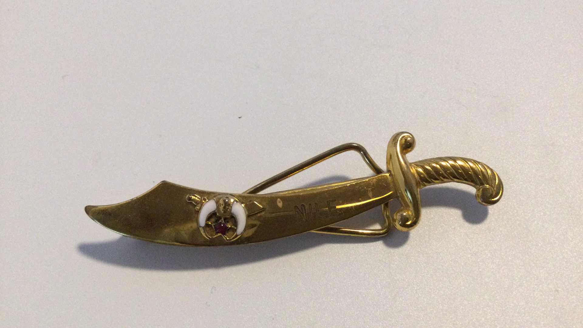 Photo 1 of VINTAGE MASONIC SHRINER NILE TIE BAR GOLD TONE
