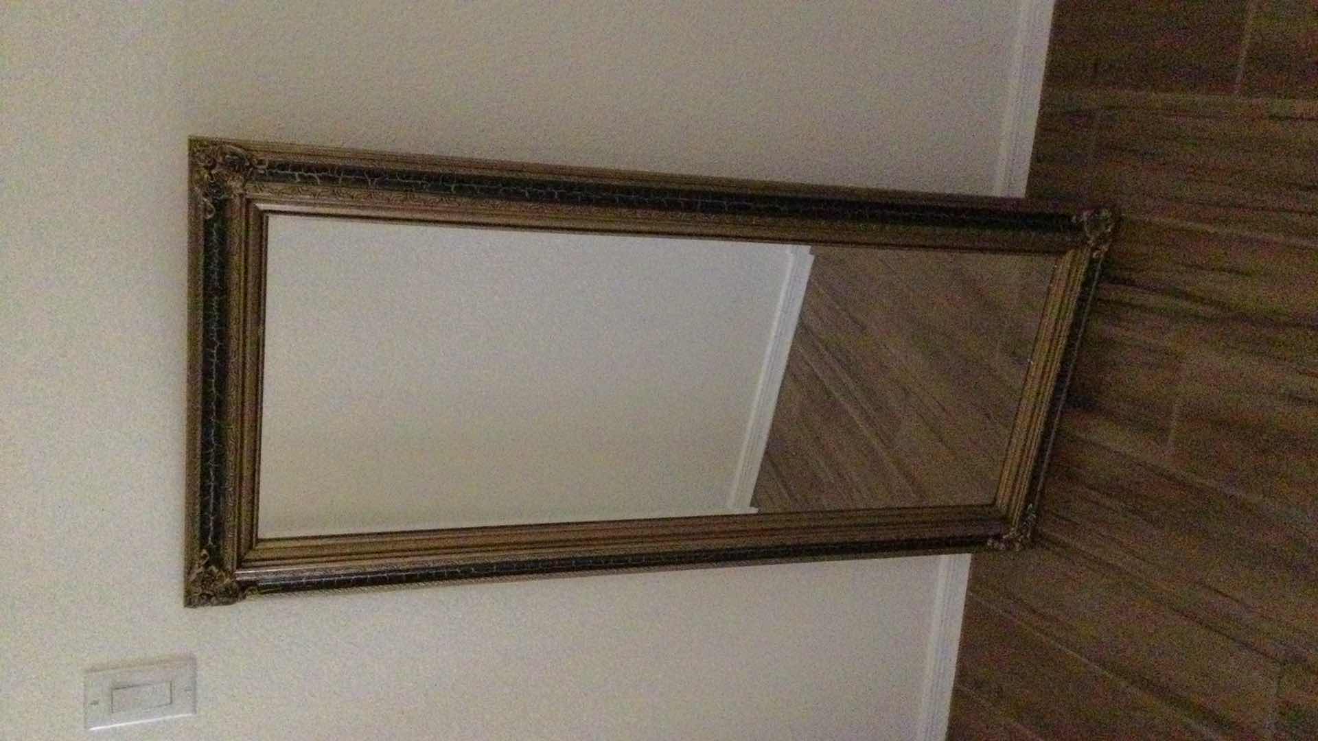 Photo 1 of ORNATE GOLD W/ BLACK FRAMED BEVELED GLASS MIRROR 20” X 45”