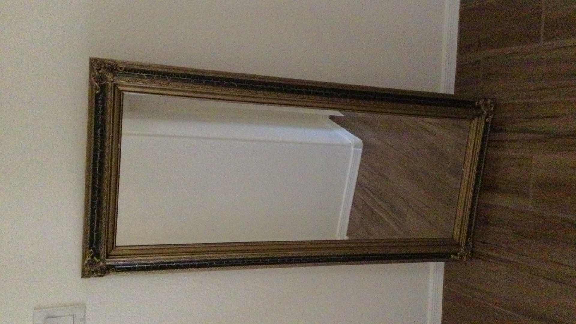 Photo 1 of ORNATE GOLD W/ BLACK FRAMED BEVELED GLASS MIRROR 20” X 45”