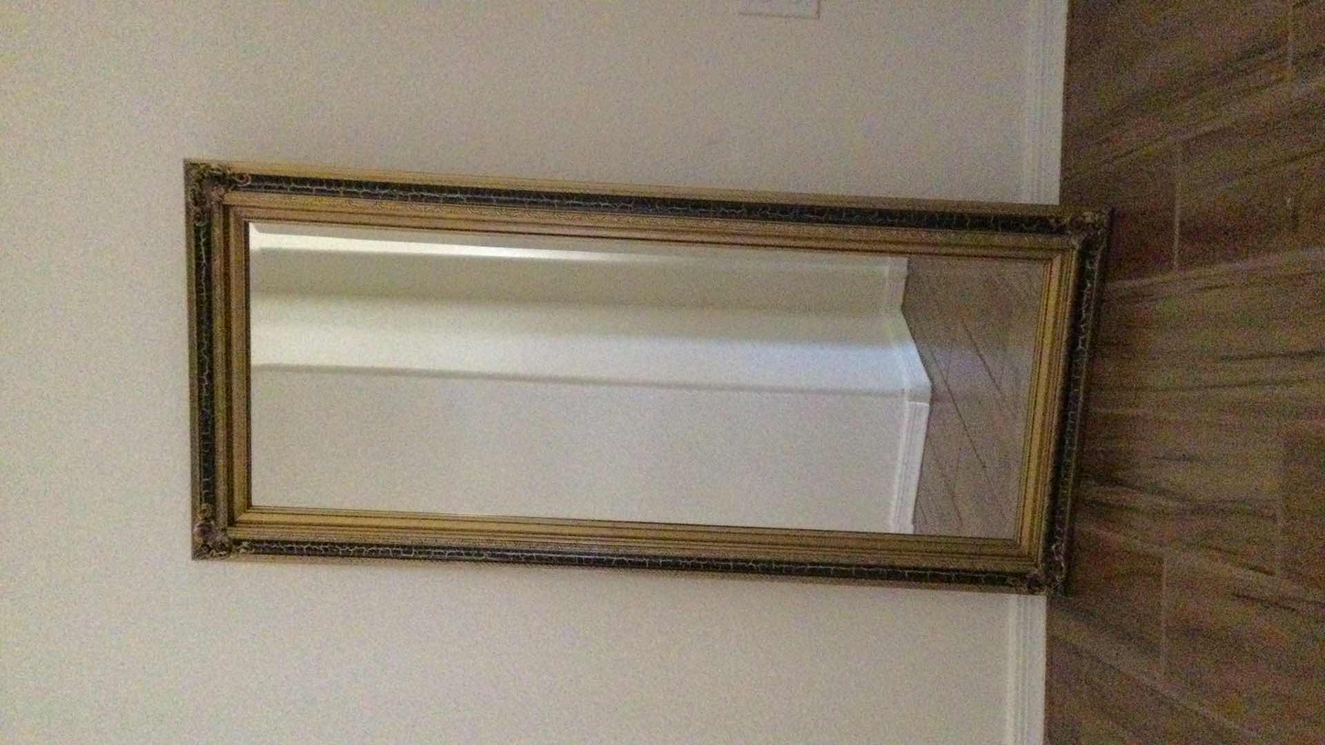 Photo 1 of ORNATE GOLD W/ BLACK BEVELED GLASS MIRROR 20” X 45”