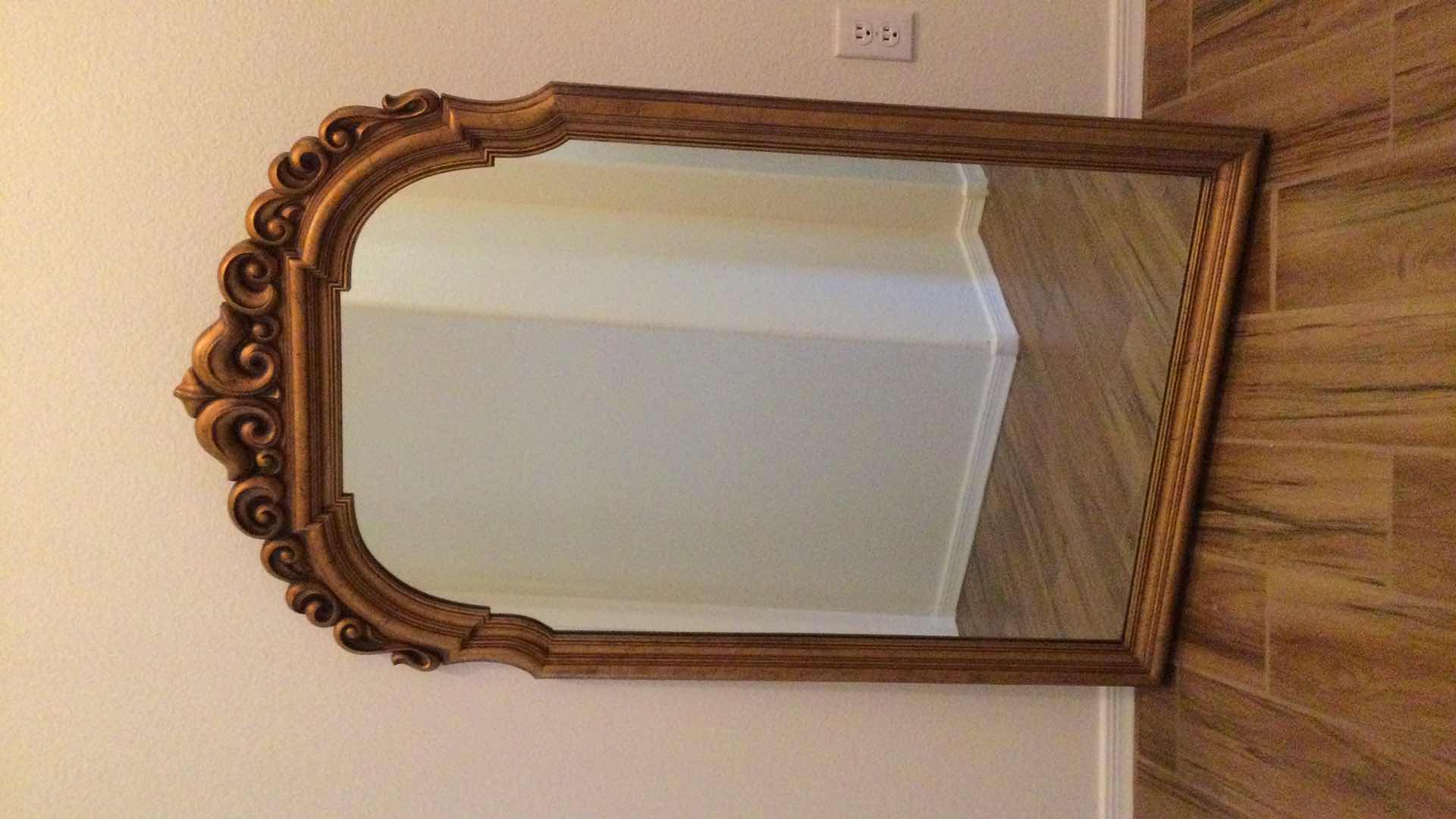 Photo 1 of ORNATE GOLD FRAMED WALL HANG MIRROR 29” X 51”