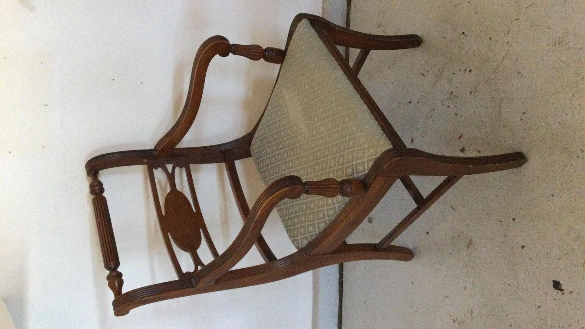 Photo 1 of VINTAGE WOOD FRAMED CHAIRS 1-ARMCHAIR W/ 2- SIDE CHAIRS