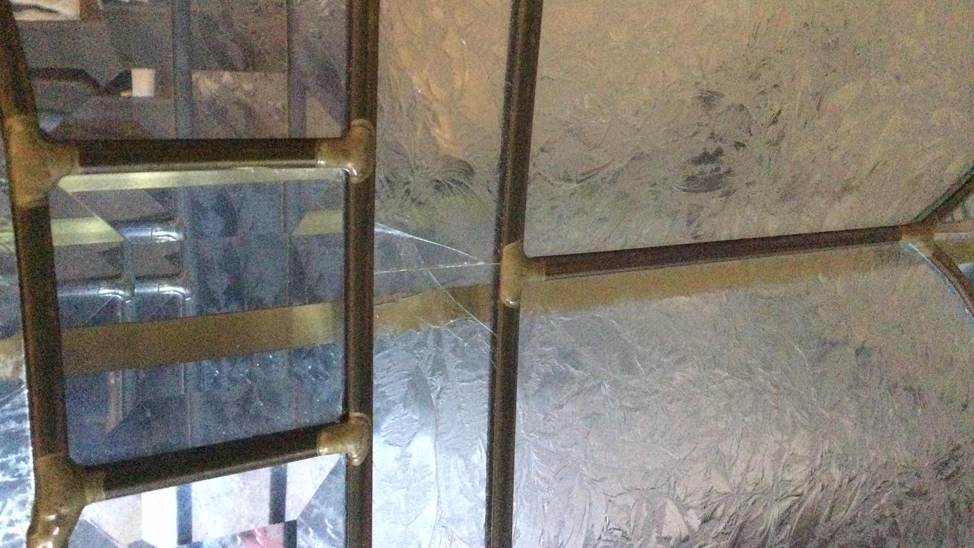 Photo 1 of VINTAGE GRANDMOTHERS CLOCK WOOD W/ LEAD BEVELED GLASS & ETCHED GLASS PANELS & BRASS PENDULUM 18.5” X 52” D 4”