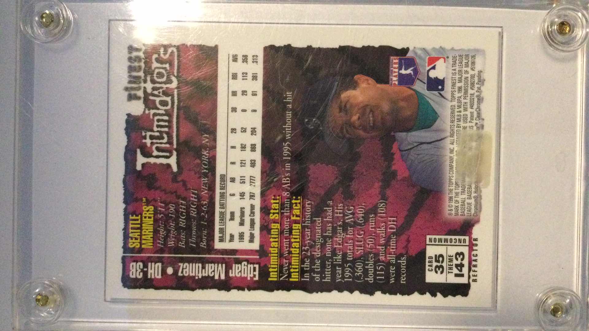 Photo 1 of 1996 FINEST INTIMIDATORS EDGAR MARTINEZ #35 (UNCOMMON SILVER W. PEEL-MARINERS)