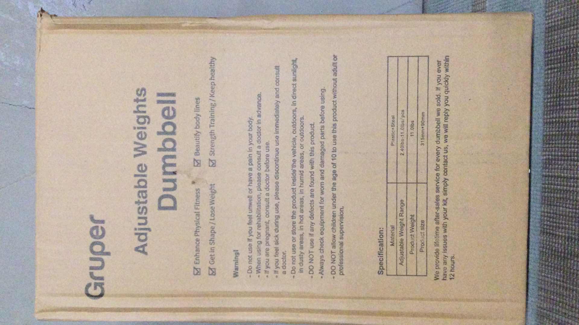 Photo 1 of NEW GRUPER ADJUSTABLE WEIGHTS DUMBBELLS  1- PAIR