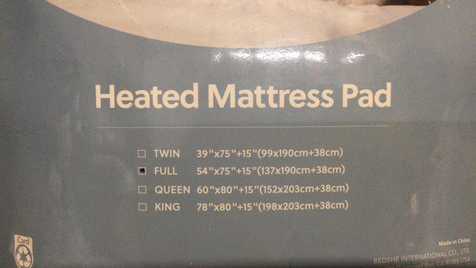 Photo 1 of BEDSURE FULL SIZE HEATED MATTRESS PAD