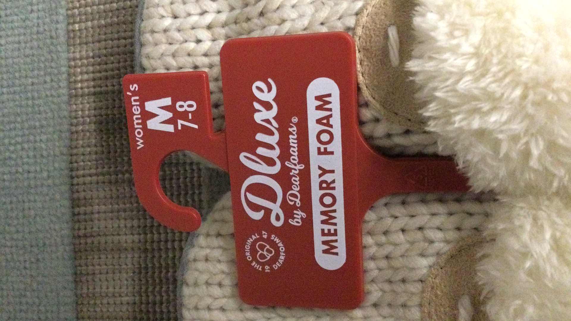 Photo 1 of NEW DLUX BY DEARFORMS MEMORY FOAM SLIPPERS LADIES SIZE: M 7/8 OATMEAL 2-PAIR